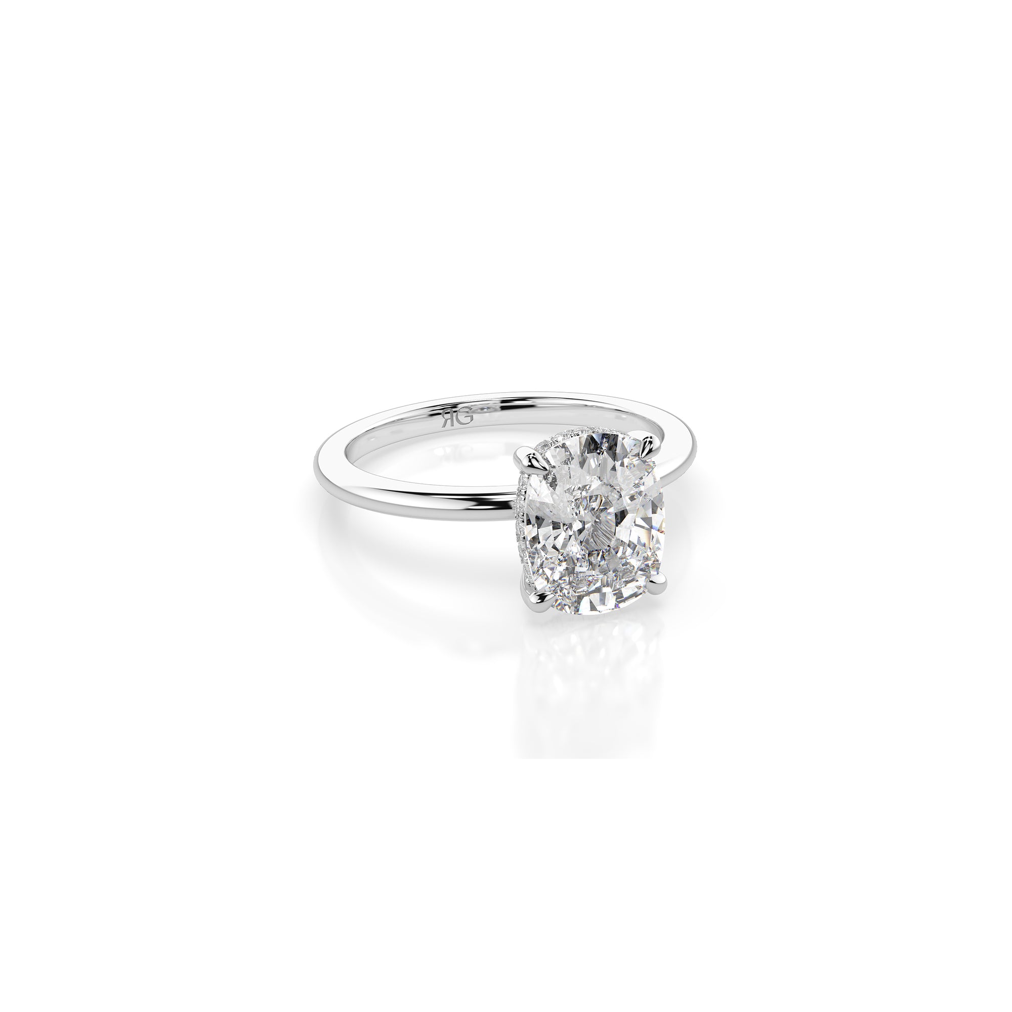 14k Cushion Cut Solitaire Ring | Hidden Halo