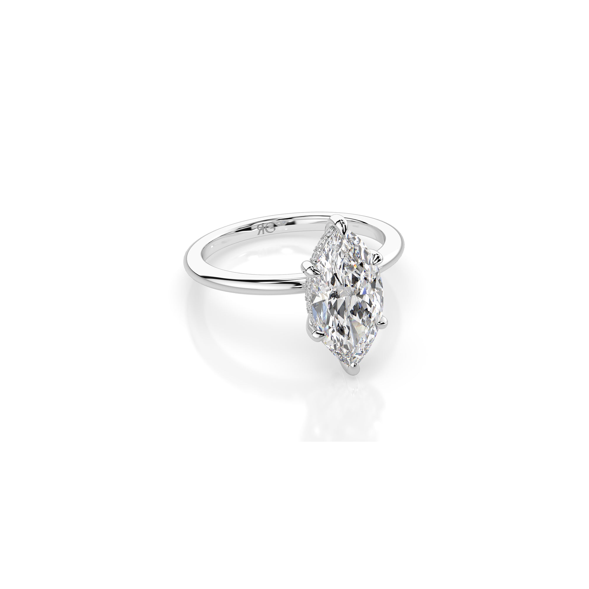 14k Marquise Cut Solitaire Ring | Hidden Halo