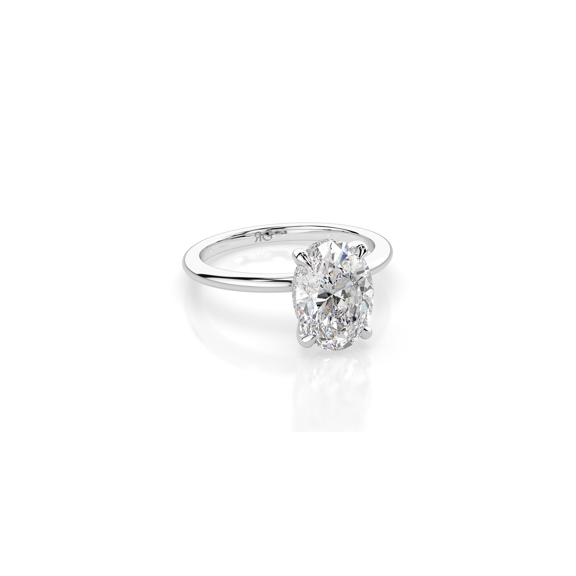 14k Oval Cut Solitaire Ring | Hidden Halo