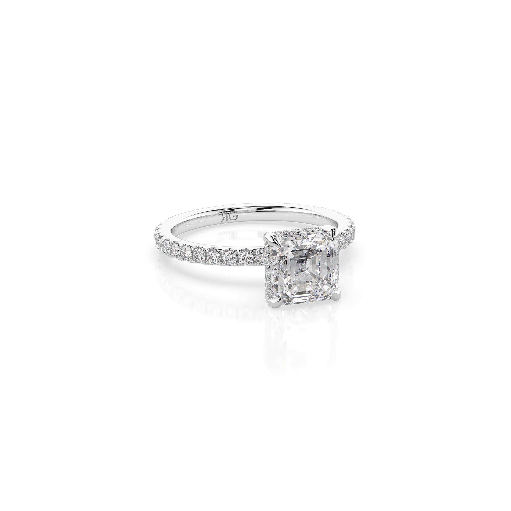 14k Ascher Solitaire Pave Band | Hidden Halo
