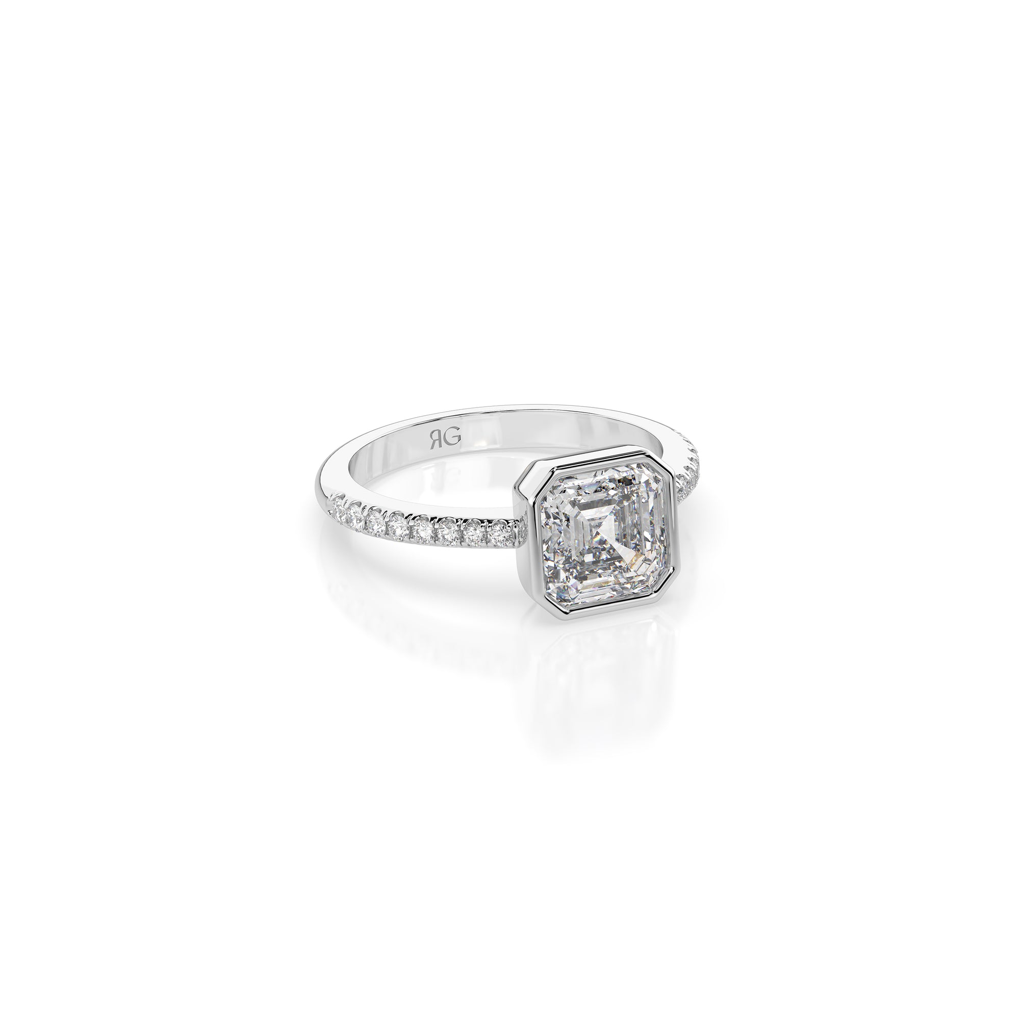 14k Ascher Pave Bezel Ring