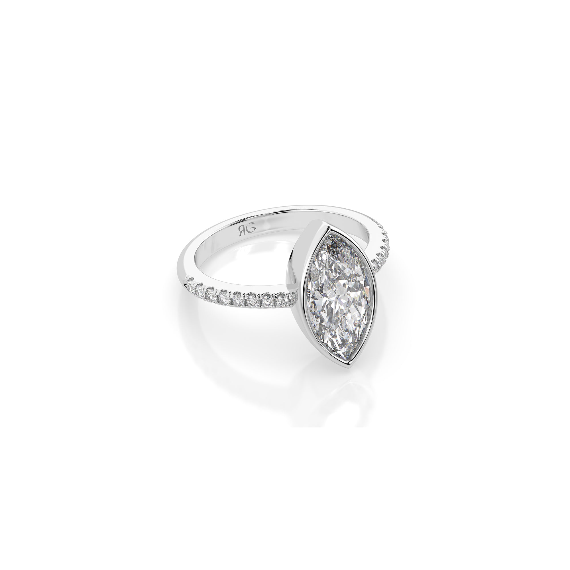 14k Marquise Pave Bezel Ring