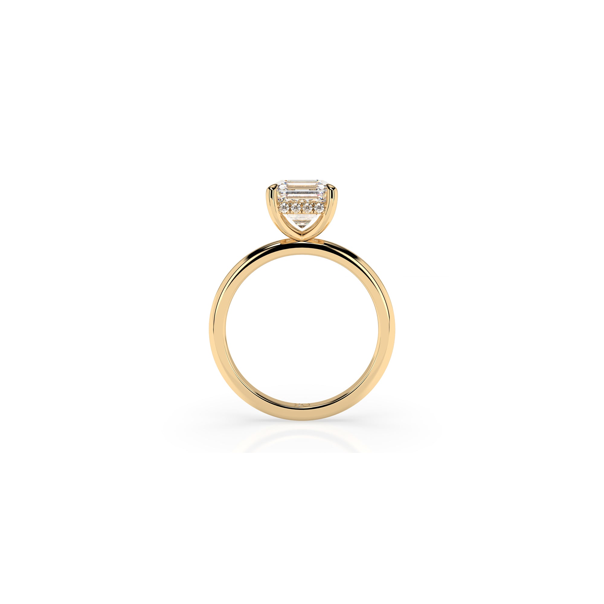 14k Ascher Solitaire Ring | Hidden Halo