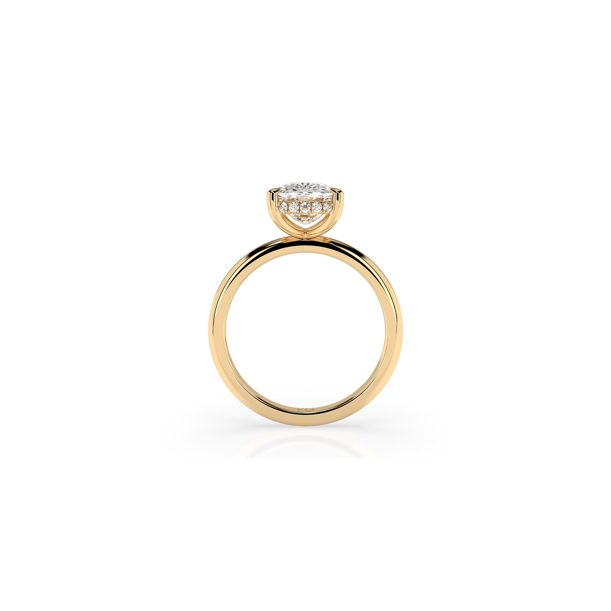 14k Cushion Cut Solitaire Ring | Hidden Halo