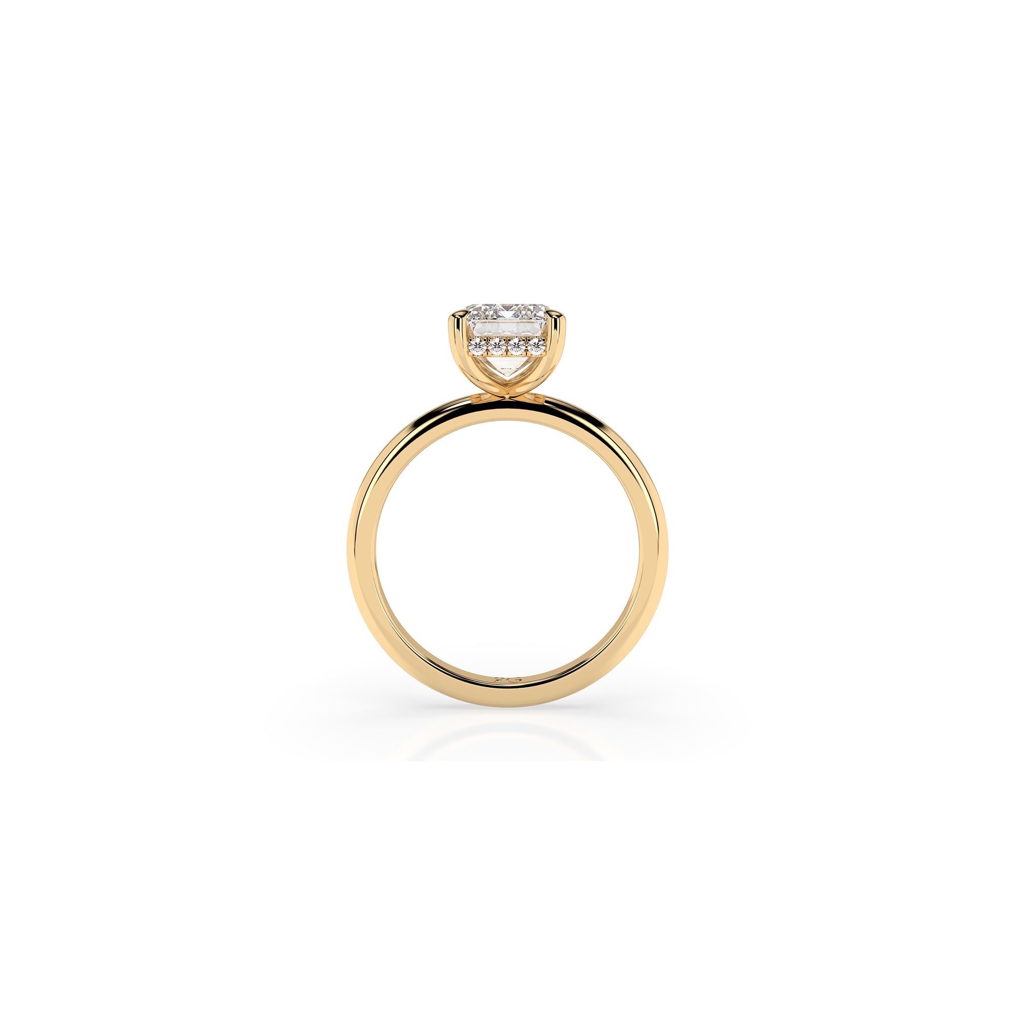 14k Emerald Cut Solitaire Ring | Hidden Halo