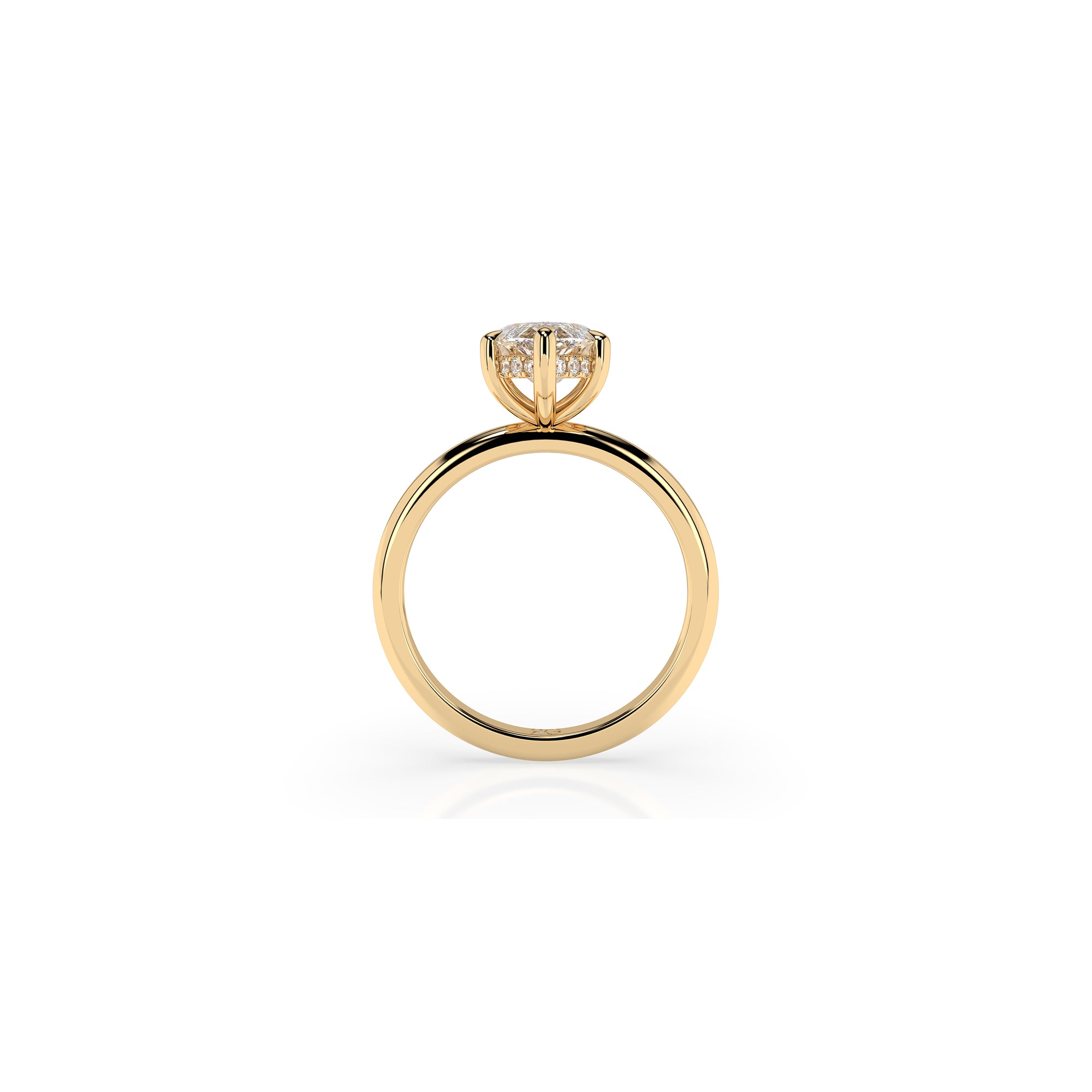 14k Marquise Cut Solitaire Ring | Hidden Halo