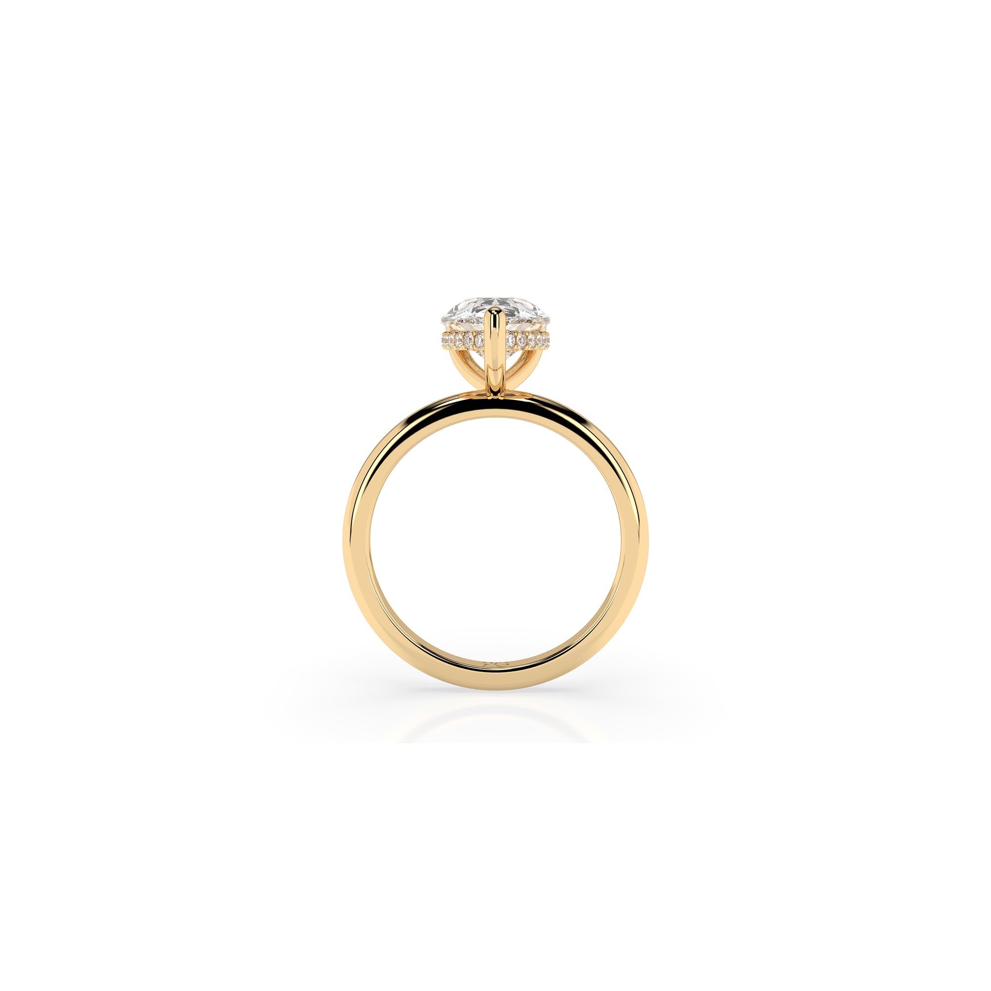 14k Pear Cut Solitaire Ring | Hidden Halo