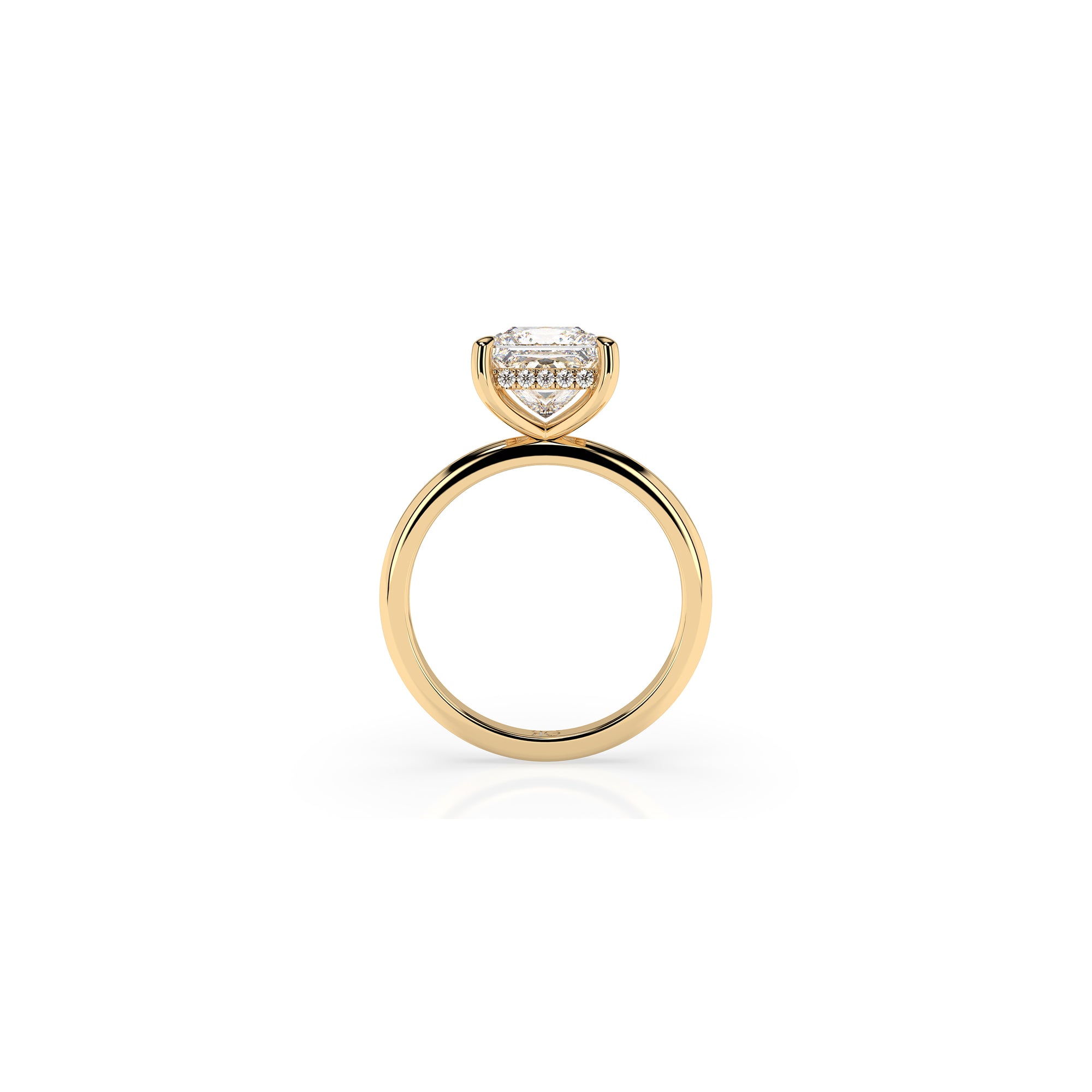 14k Princess Cut Solitaire Ring | Hidden Halo
