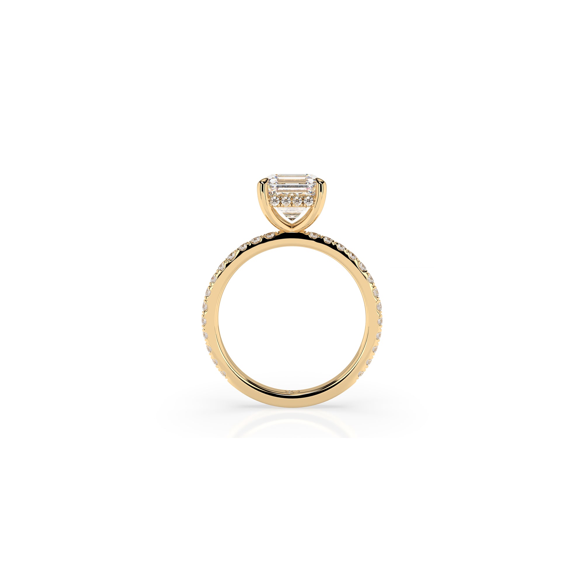 14k Ascher Solitaire Pave Band | Hidden Halo