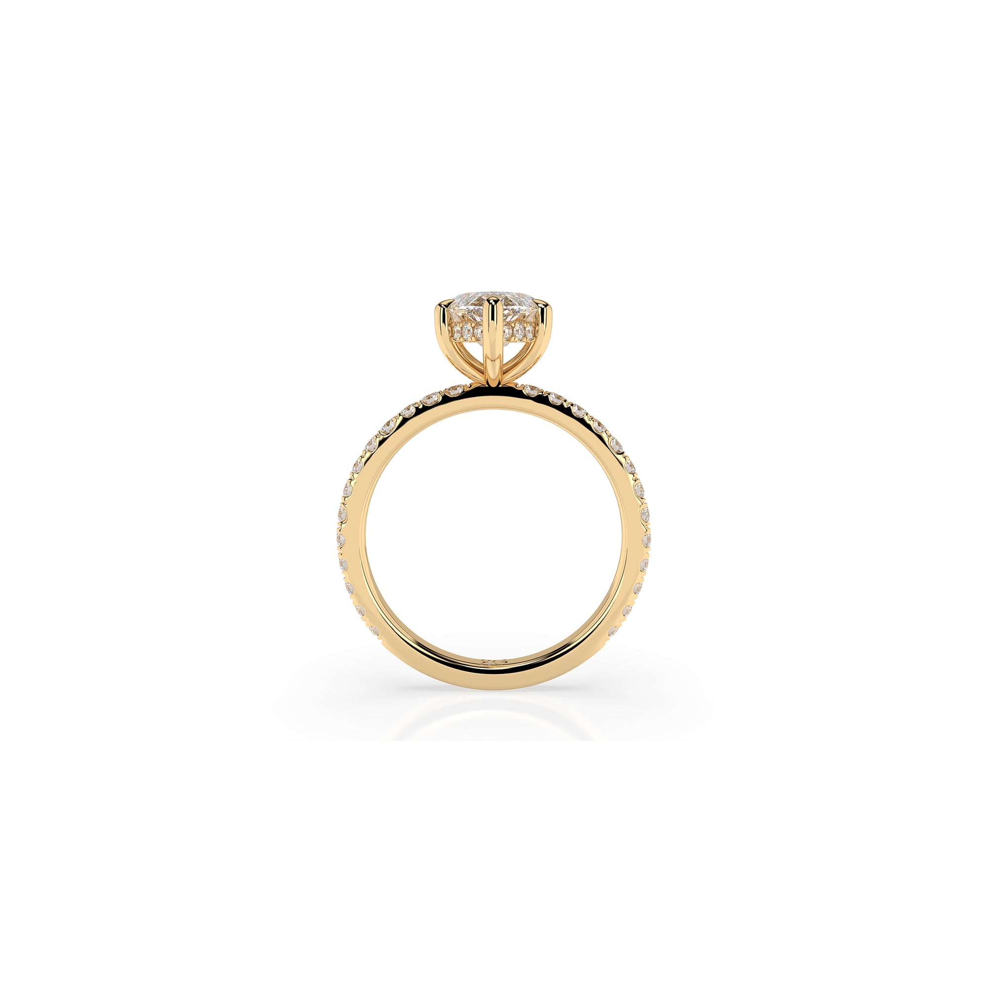 14k Marquise Solitaire Pave Band | Hidden Halo