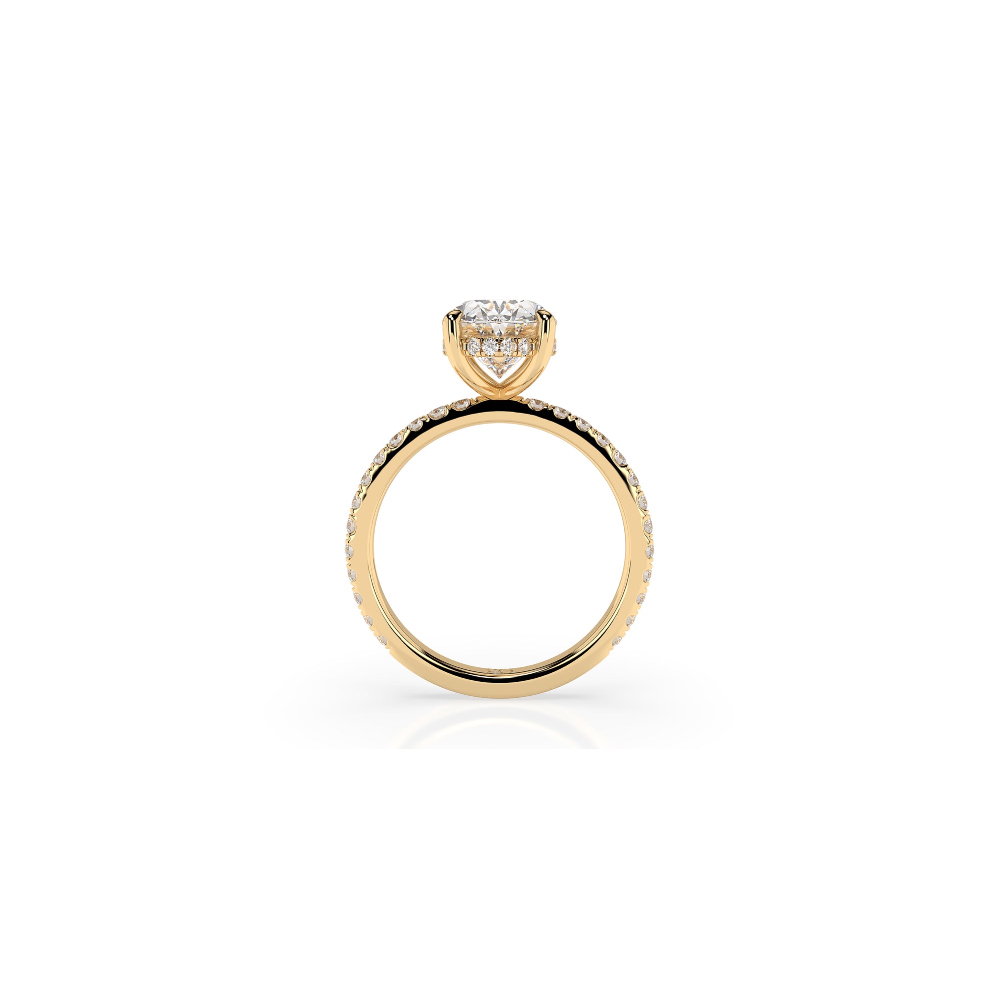 14k Oval Solitaire Pave Band | Hidden Halo