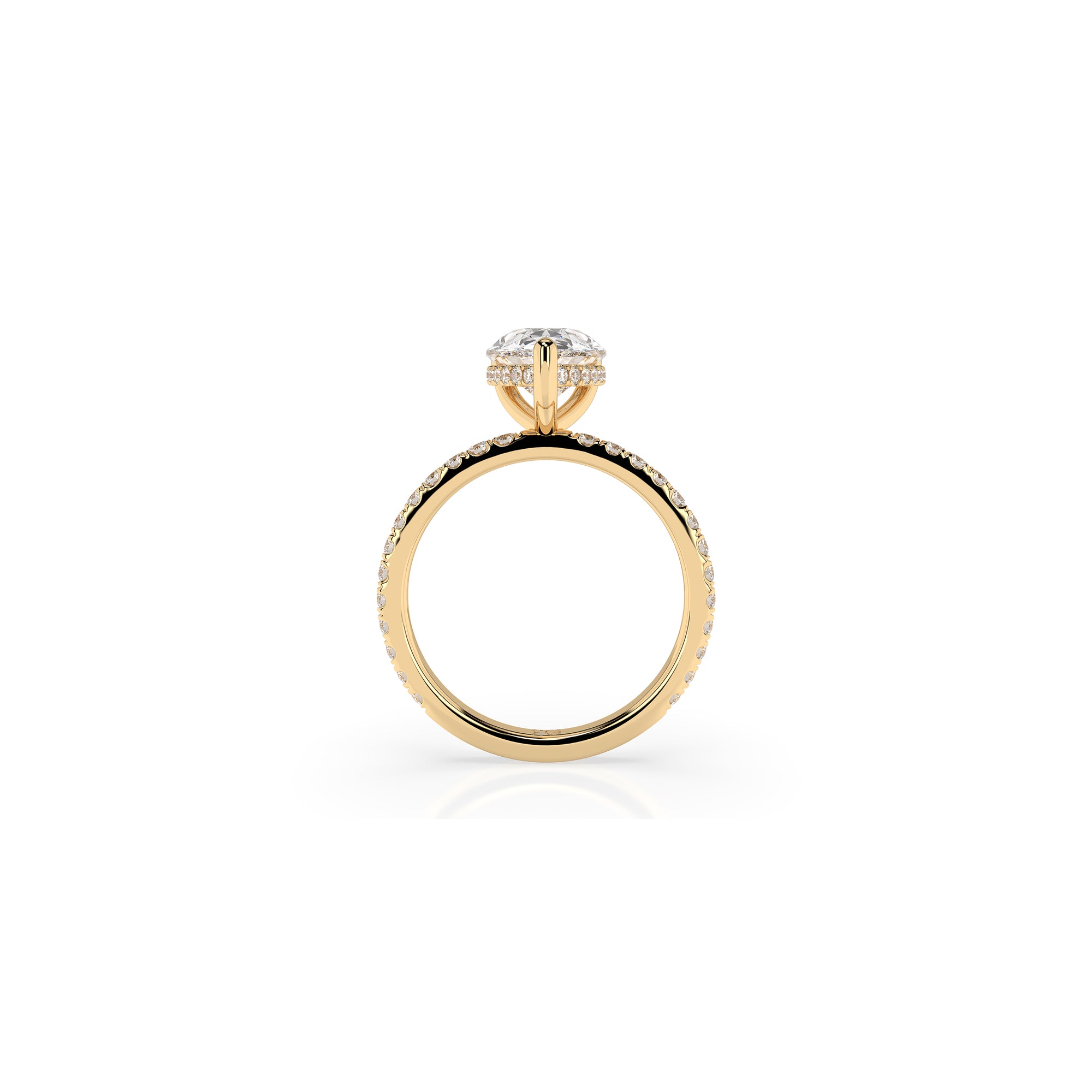 14k Pear Cut Solitaire Pave Band | Hidden Halo