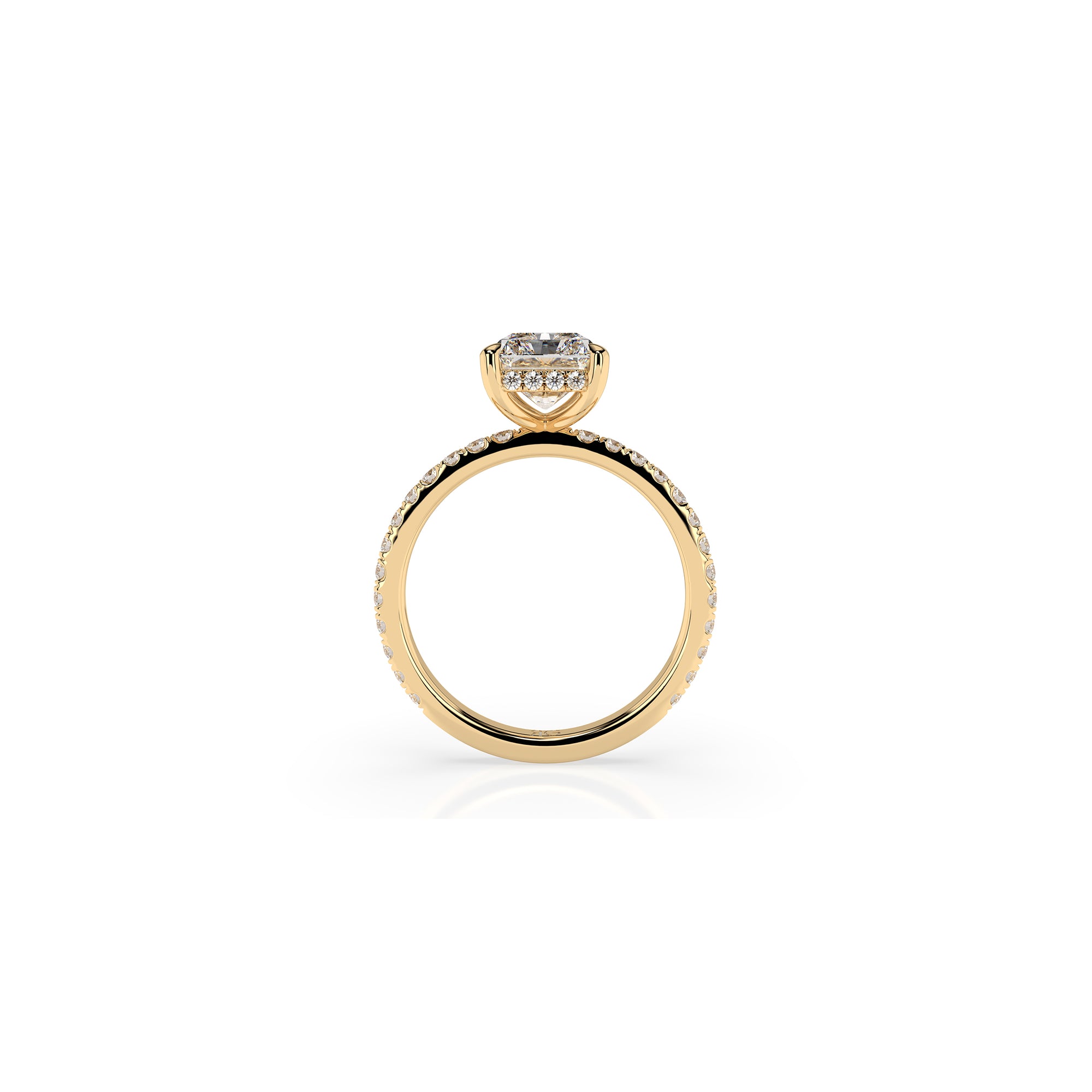 14k Radiant Solitaire Pave Band | Hidden Halo