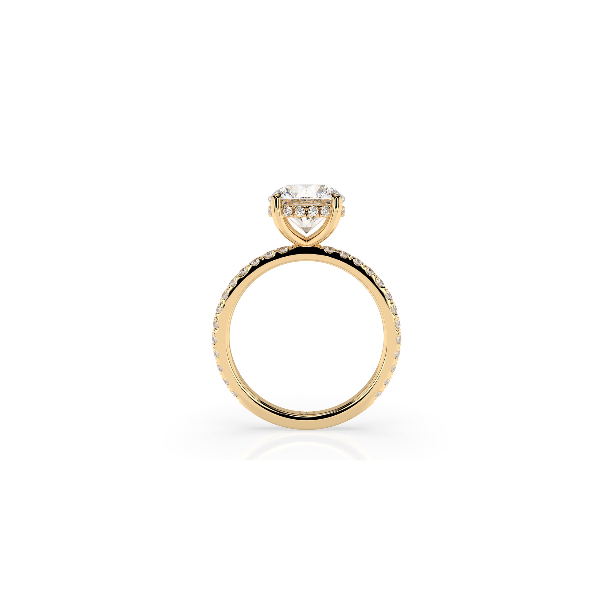 14k Round Solitaire Pave Band | Hidden Halo