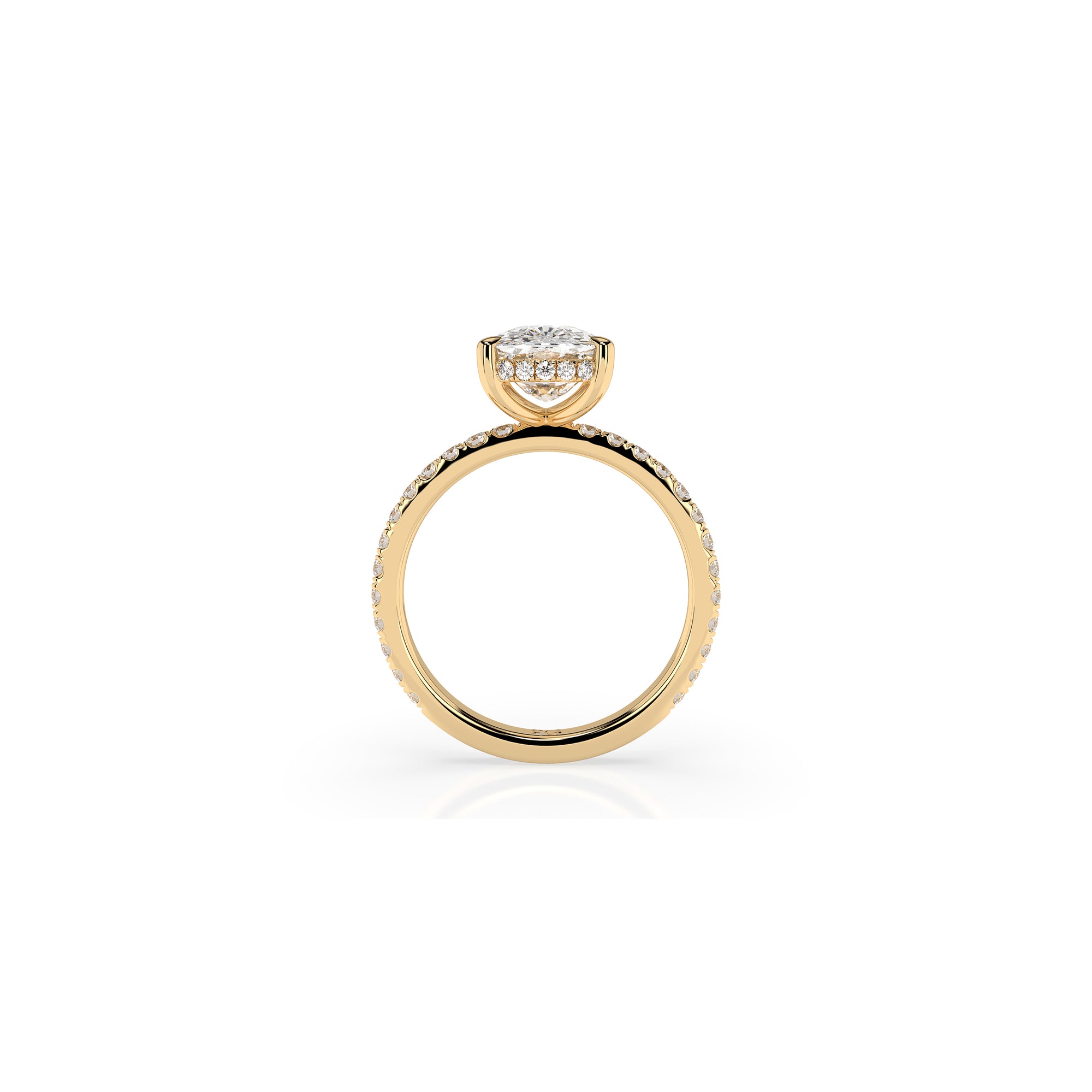 14k Cushion Cut Solitaire Pave Band | Hidden Halo