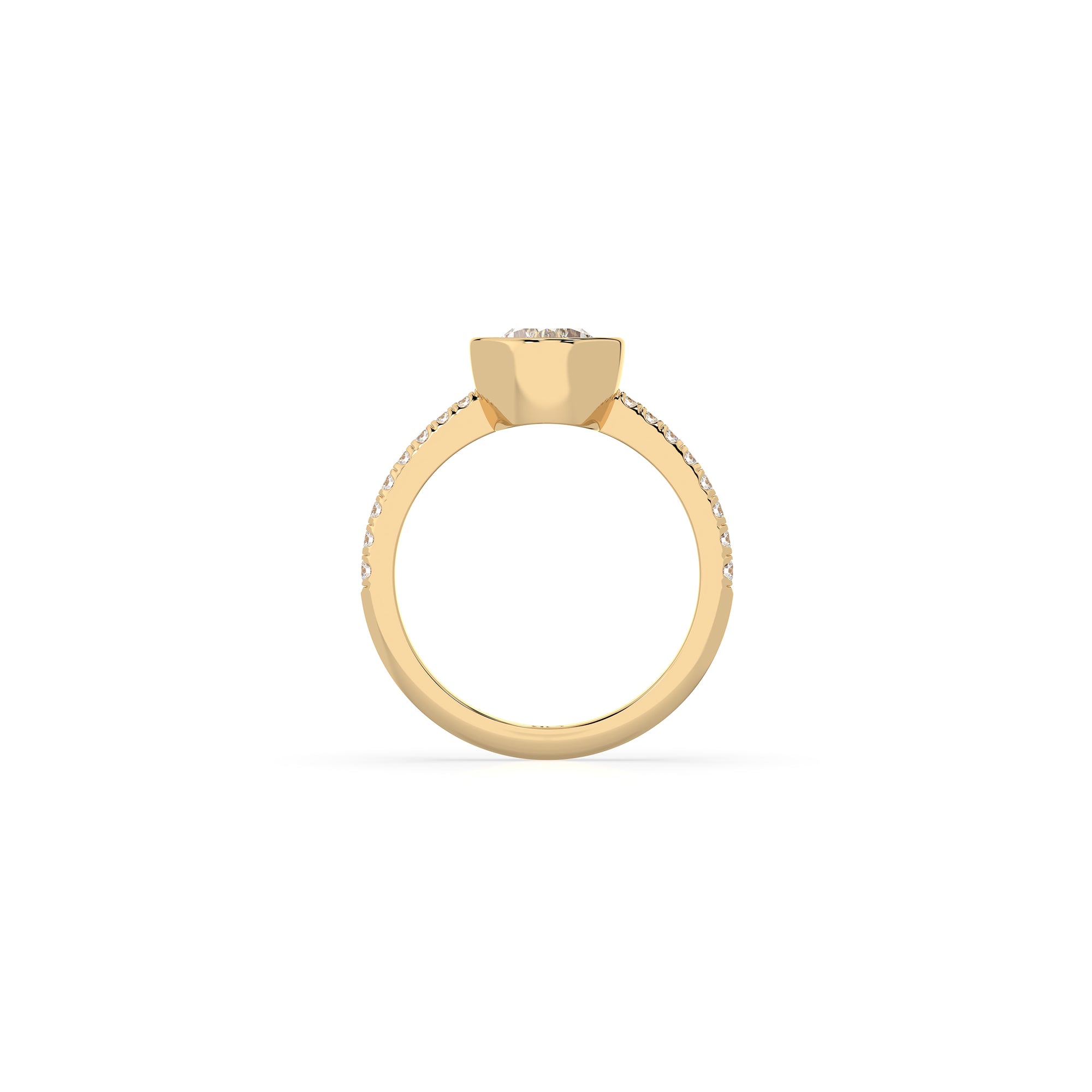 14k Pear Shape Pave Bezel Ring