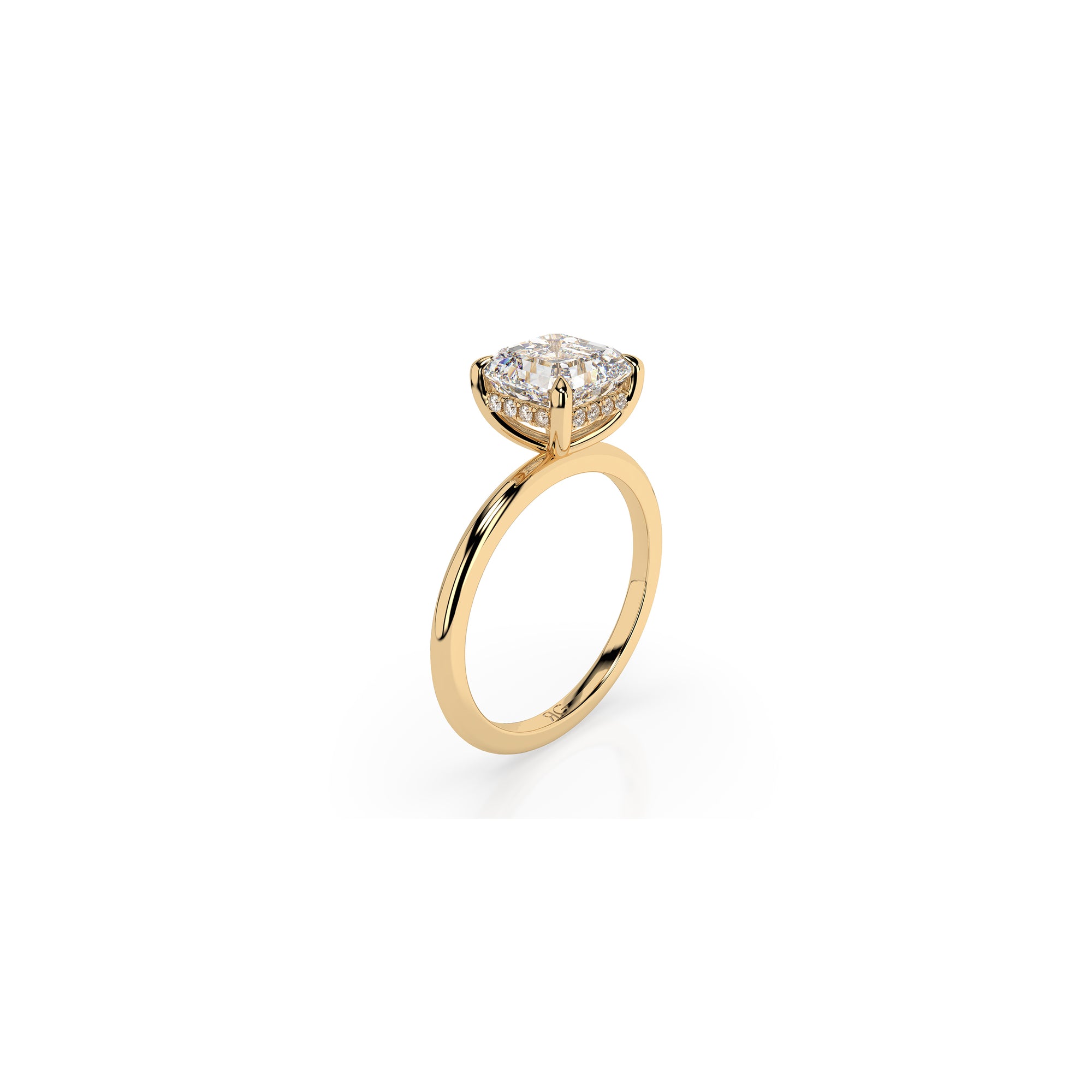 14k Ascher Solitaire Ring | Hidden Halo