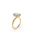 14k Emerald Cut Solitaire Ring | Hidden Halo