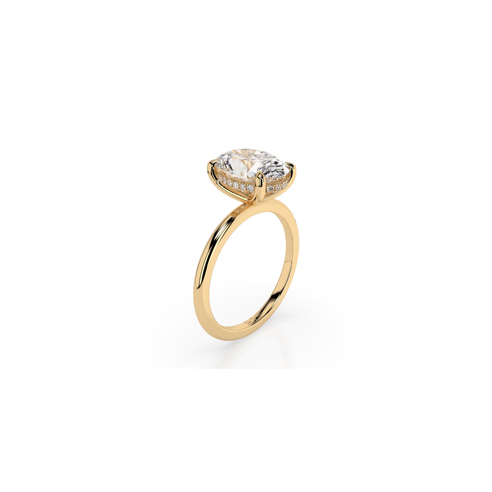 14k Oval Cut Solitaire Ring | Hidden Halo