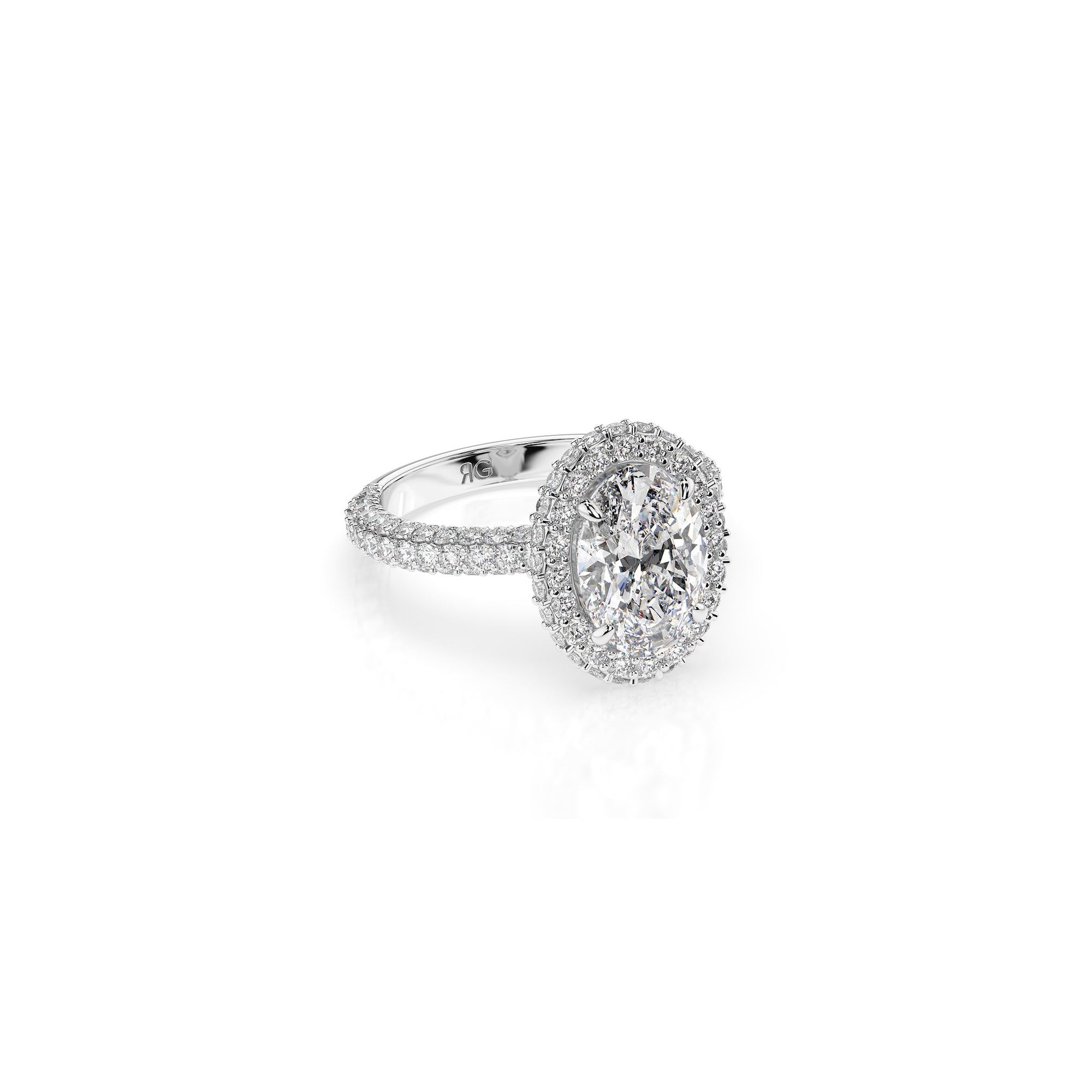 14k Oval Cut Triple Pave Ring