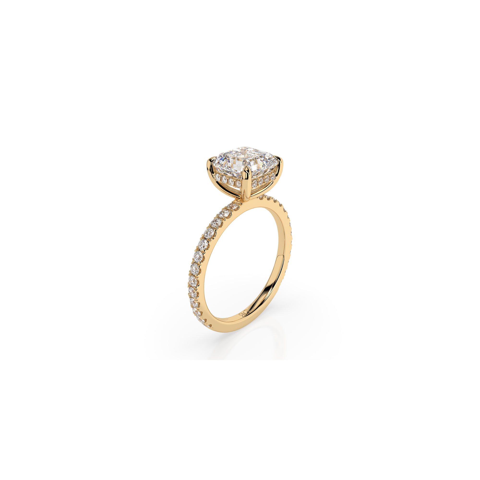 14k Ascher Solitaire Pave Band | Hidden Halo