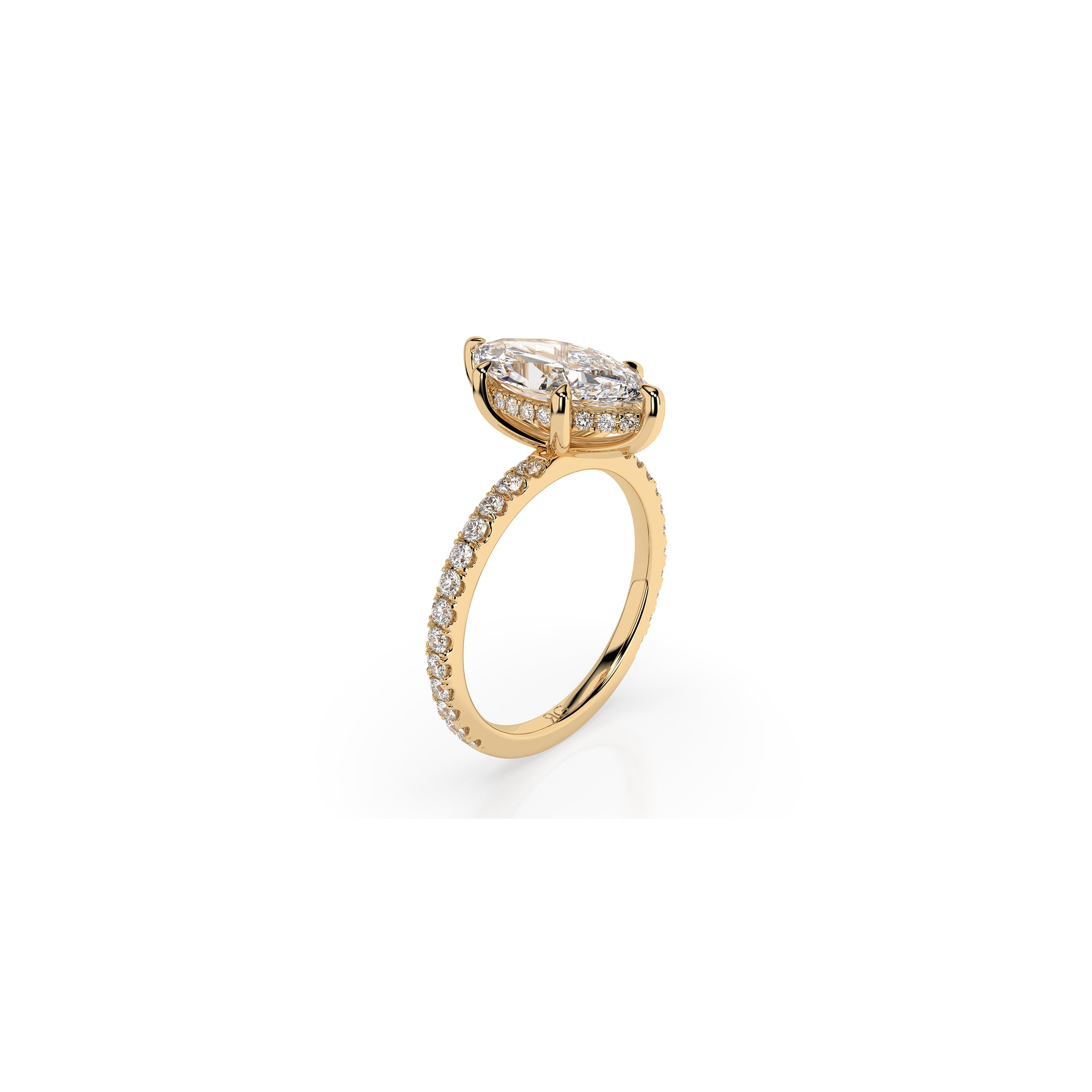 14k Marquise Solitaire Pave Band | Hidden Halo