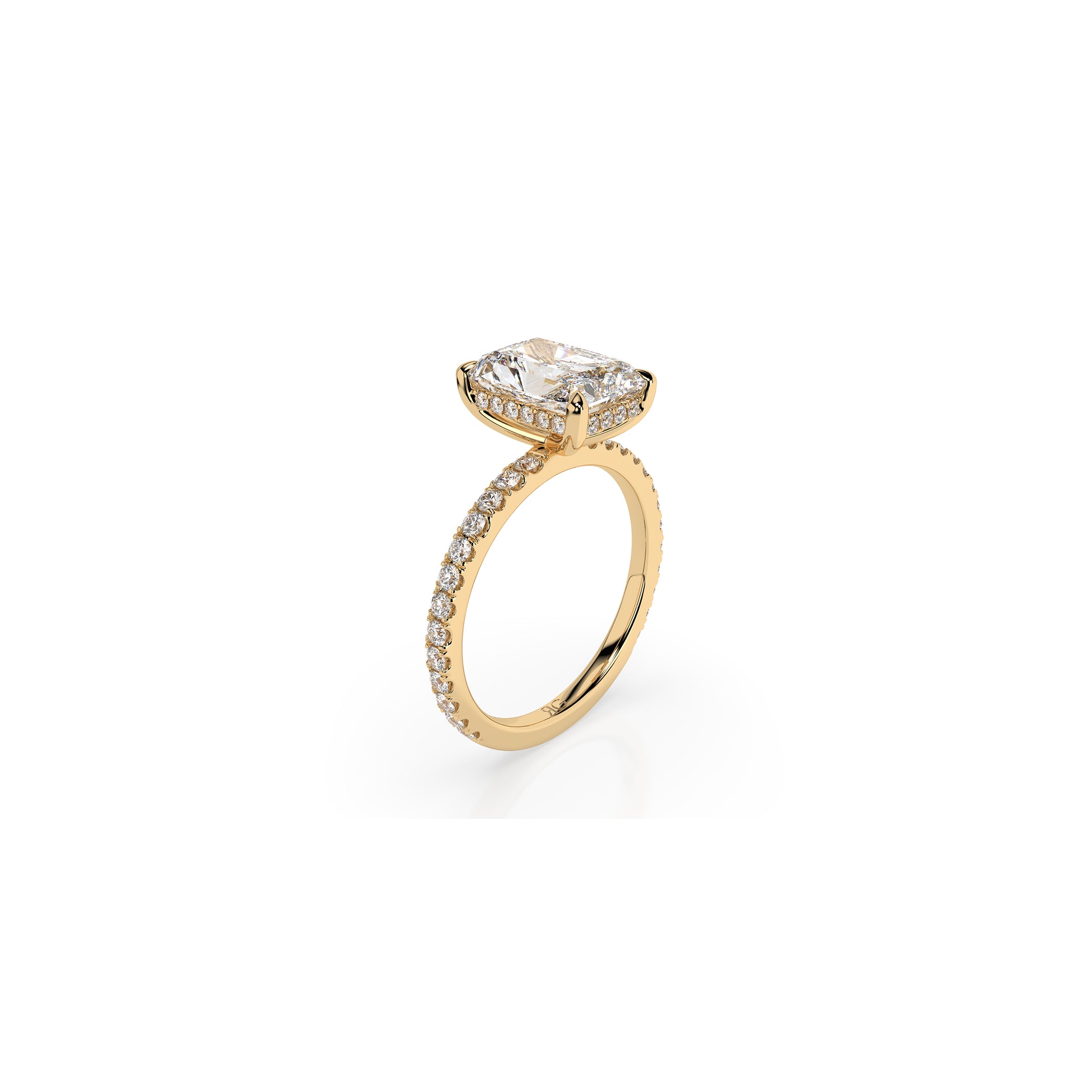 14k Radiant Solitaire Pave Band | Hidden Halo