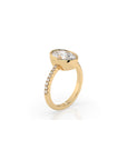 14k Oval Pave Bezel Ring