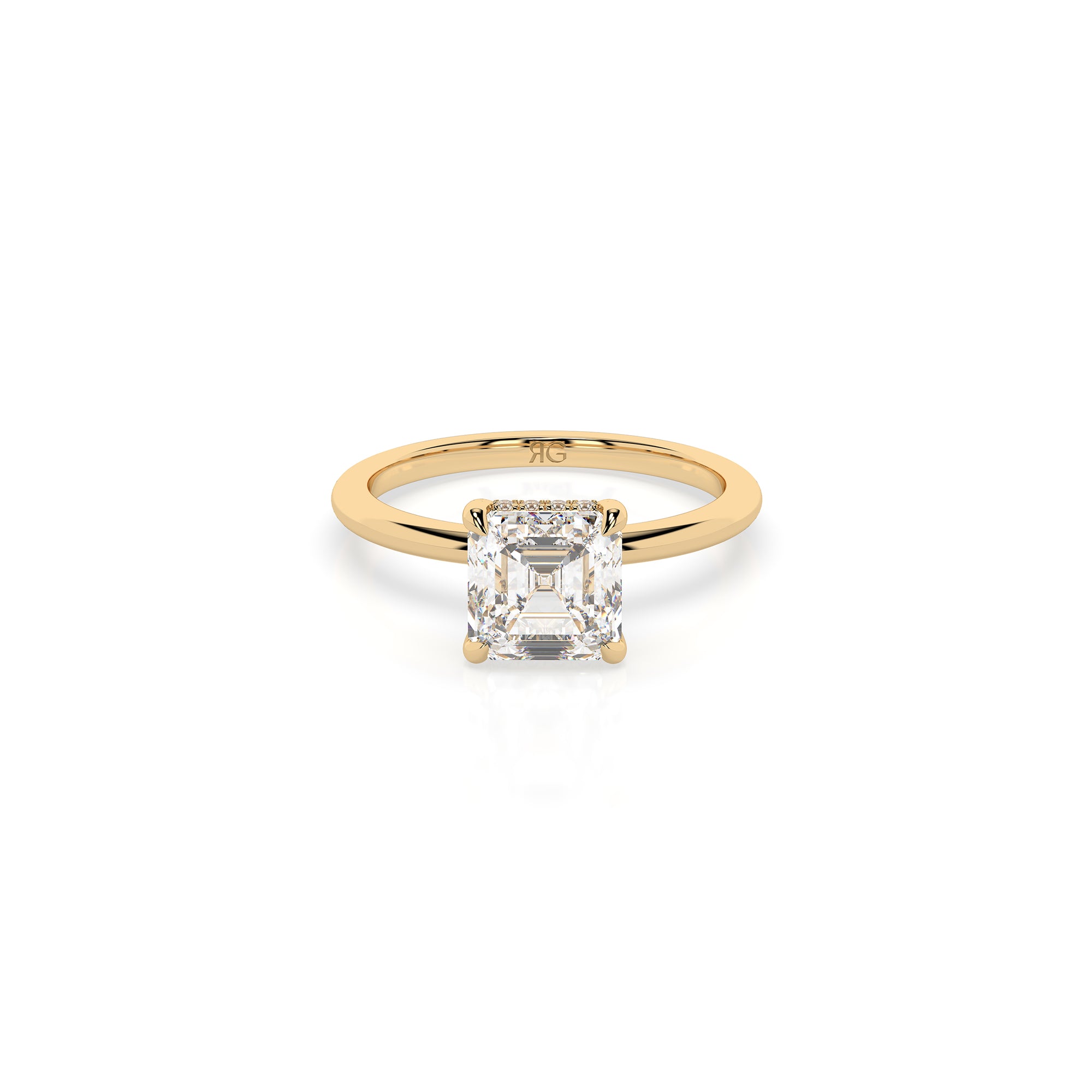 14k Ascher Solitaire Ring | Hidden Halo