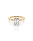14k Emerald Cut Solitaire Ring | Hidden Halo