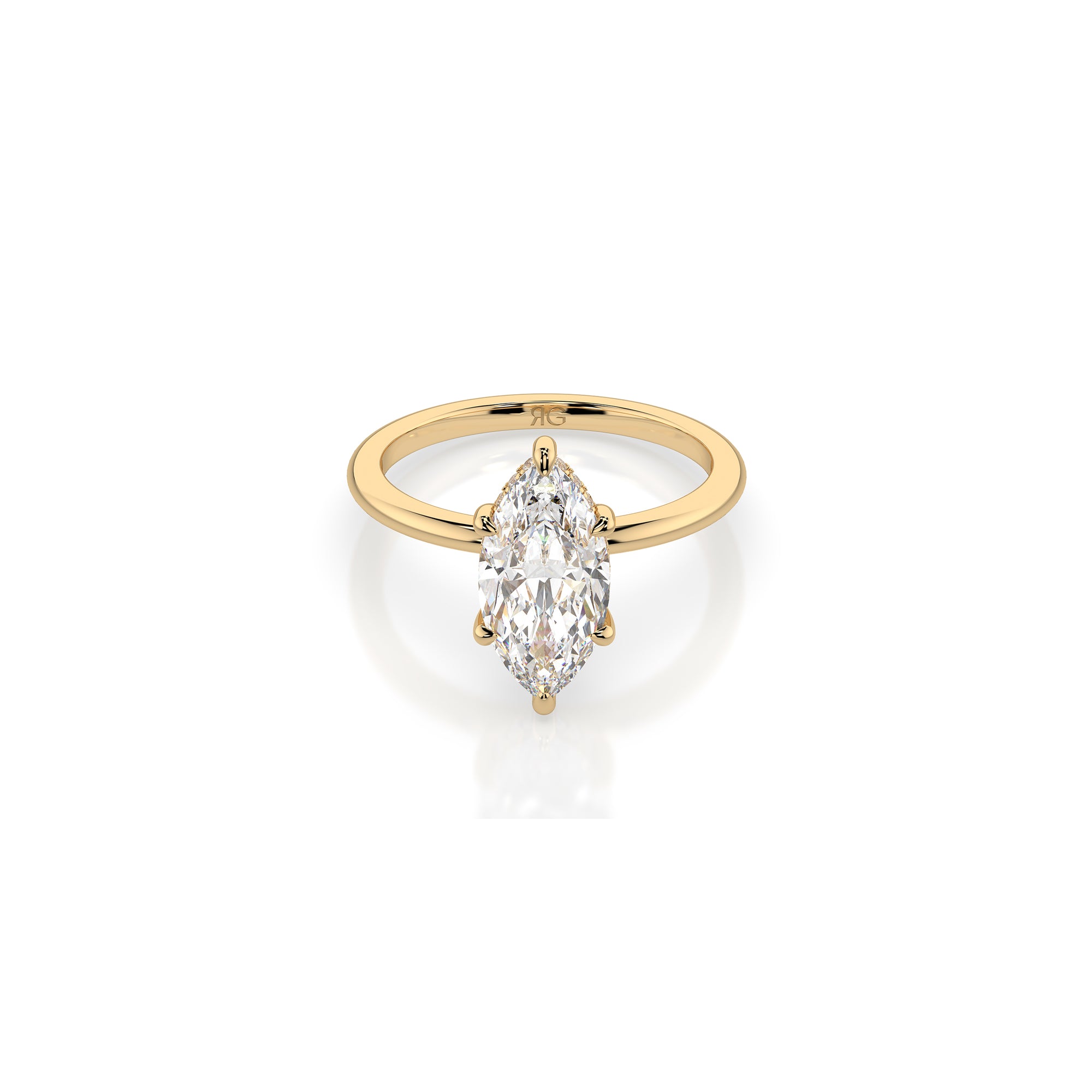 14k Marquise Cut Solitaire Ring | Hidden Halo