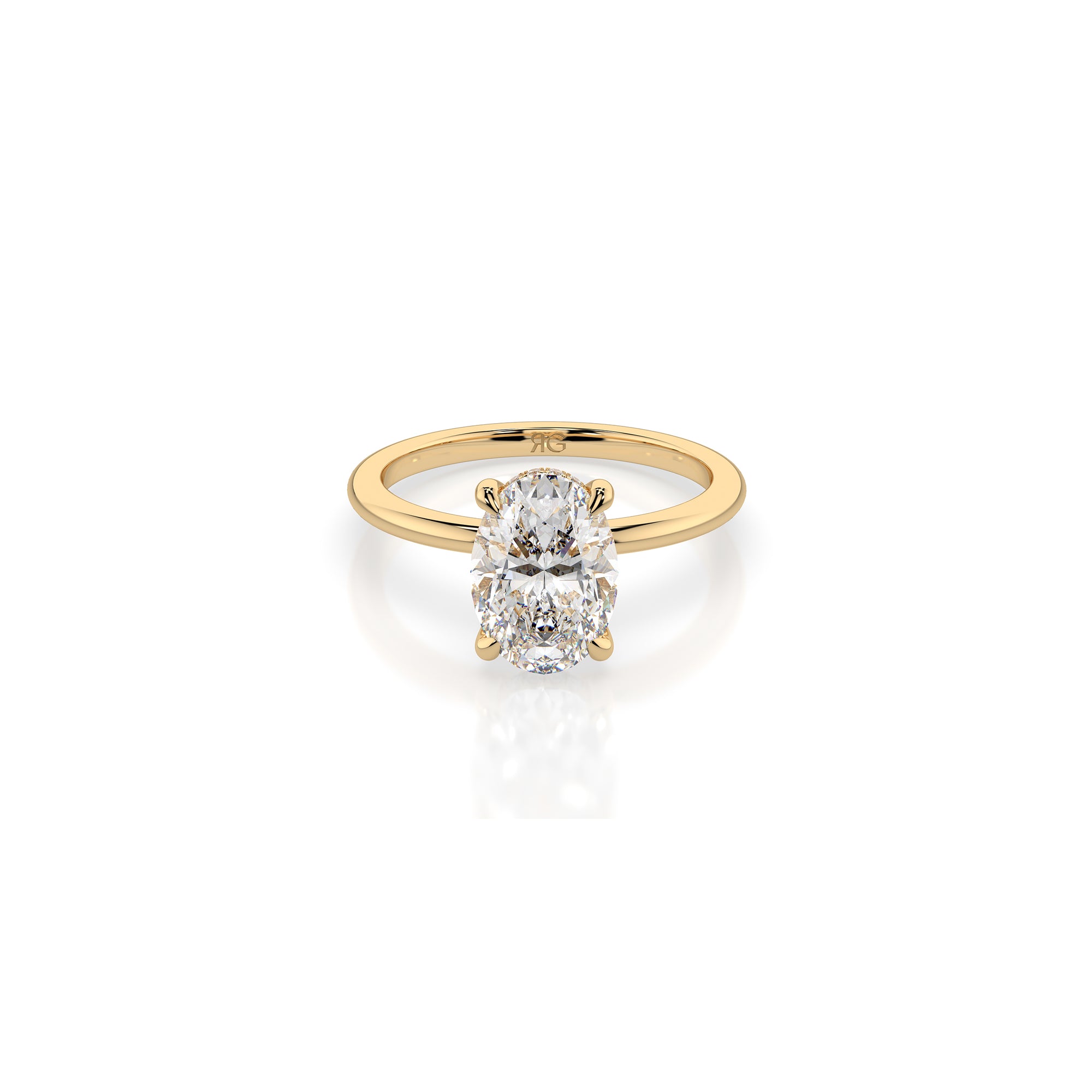 14k Oval Cut Solitaire Ring | Hidden Halo