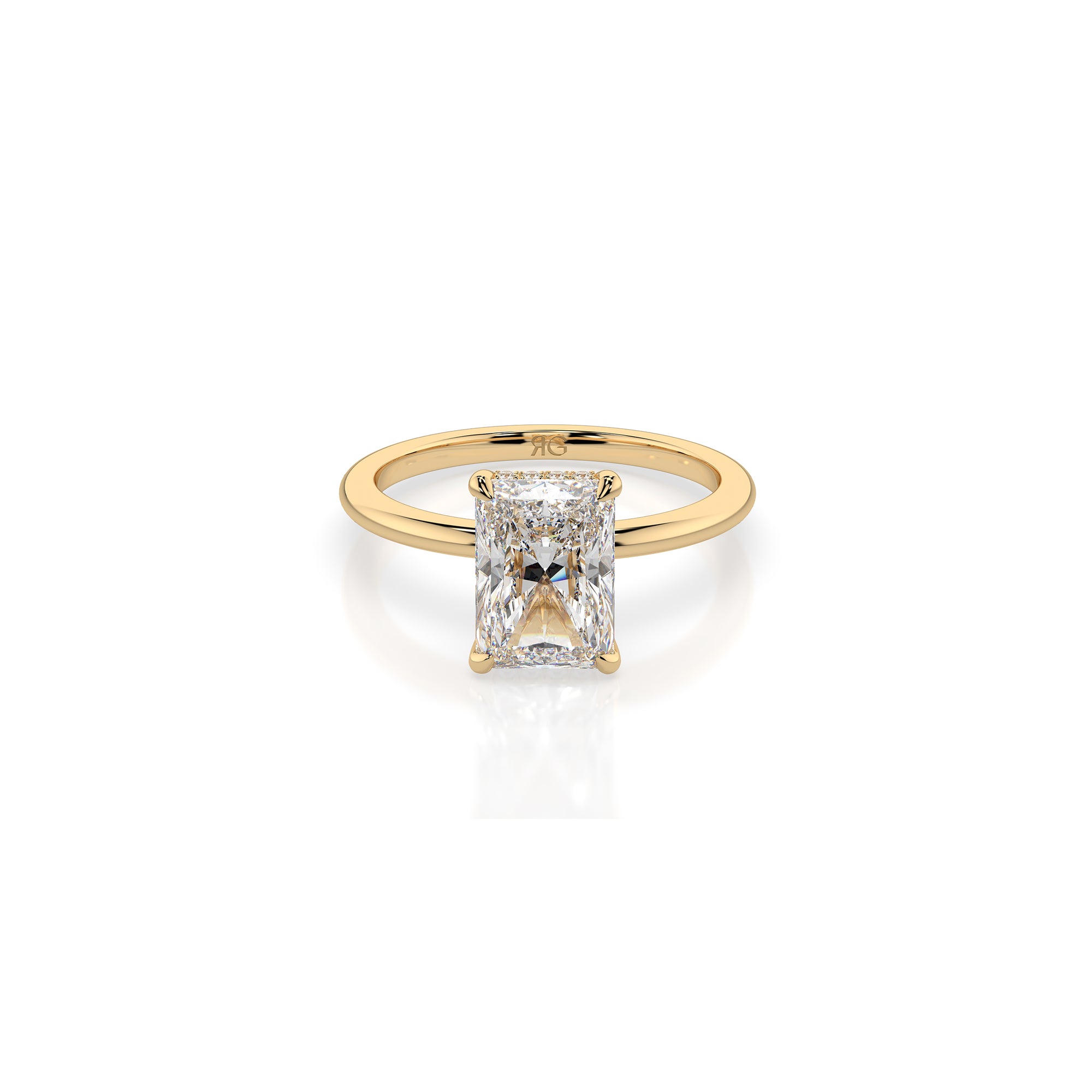 14k Radiant Solitaire Ring | Hidden Halo