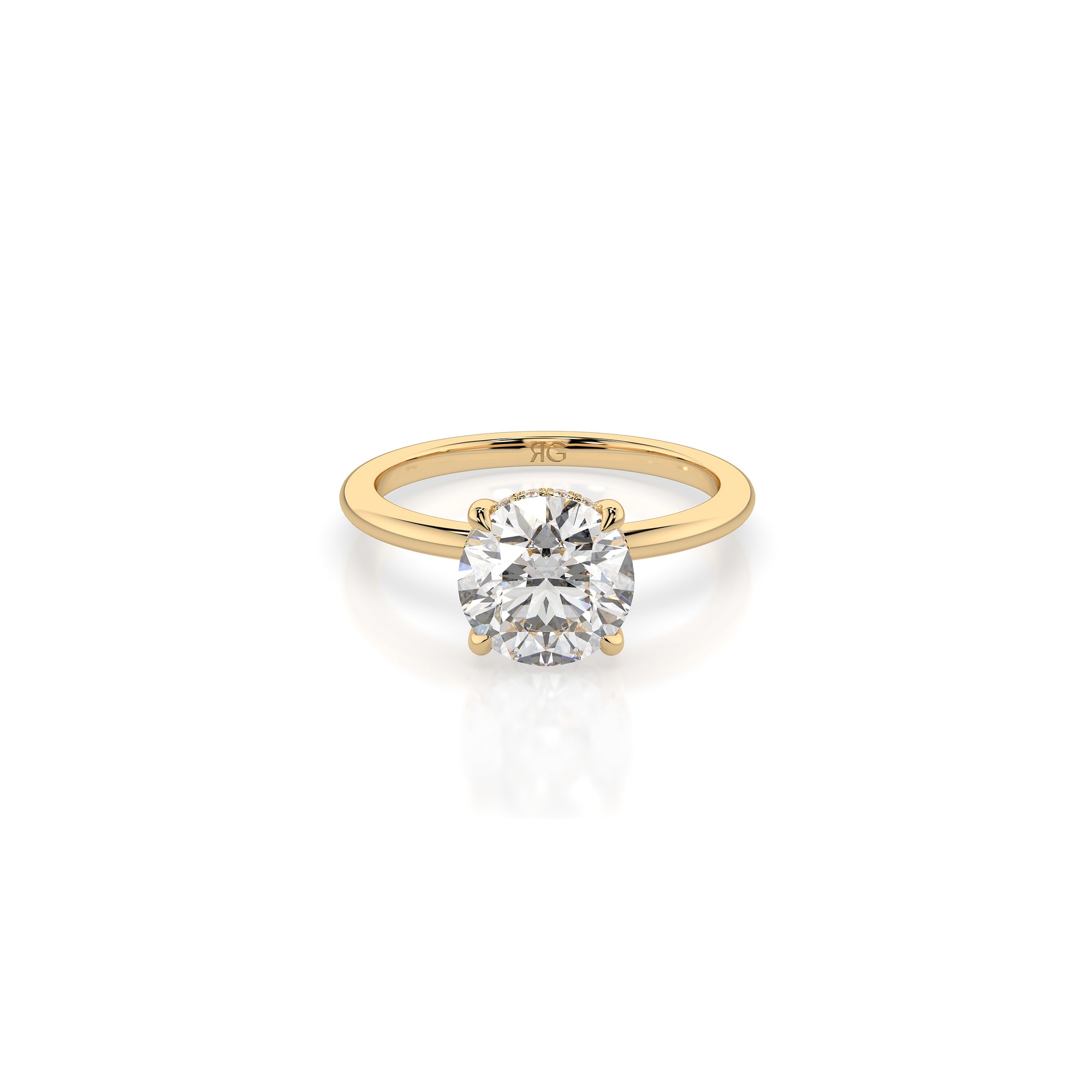 14k Round Solitaire Ring | Hidden Halo