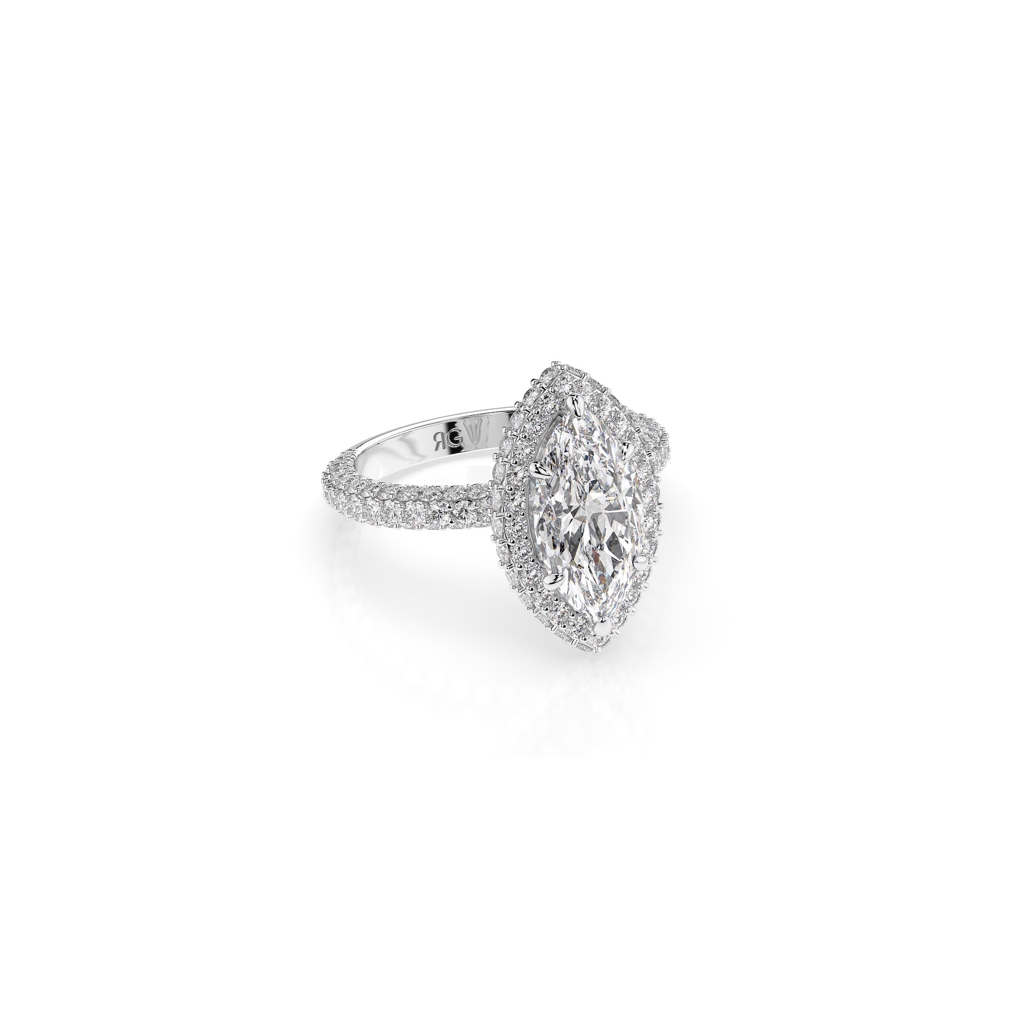 14k Marquise Triple Pave Ring
