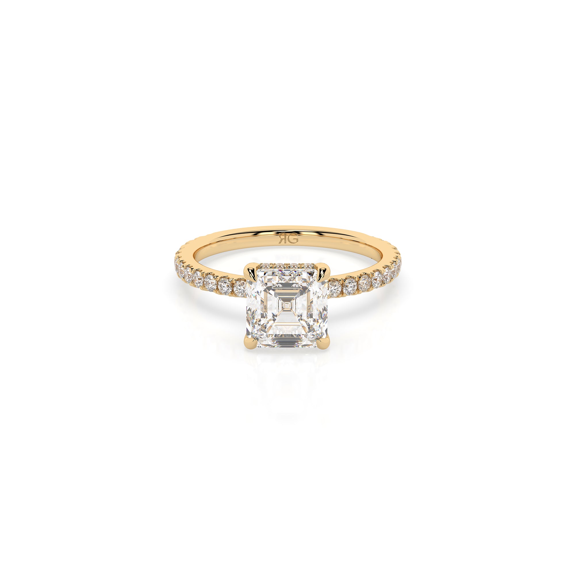 14k Ascher Solitaire Pave Band | Hidden Halo