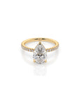 14k Pear Cut Solitaire Pave Band | Hidden Halo