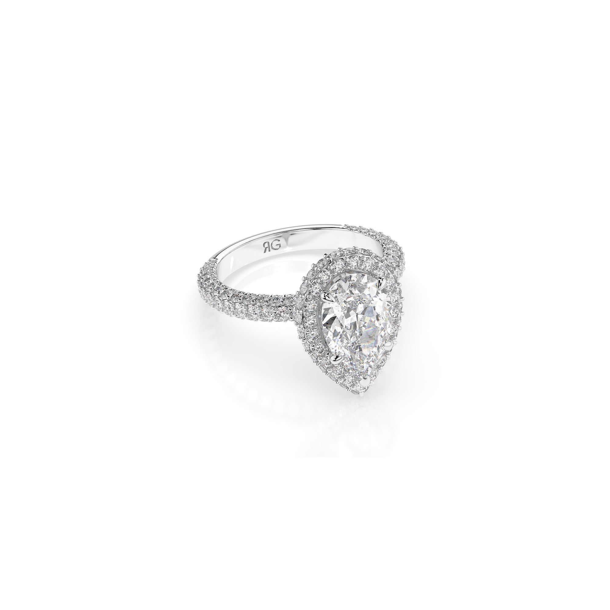 14k Pear Shape Triple Pave Ring