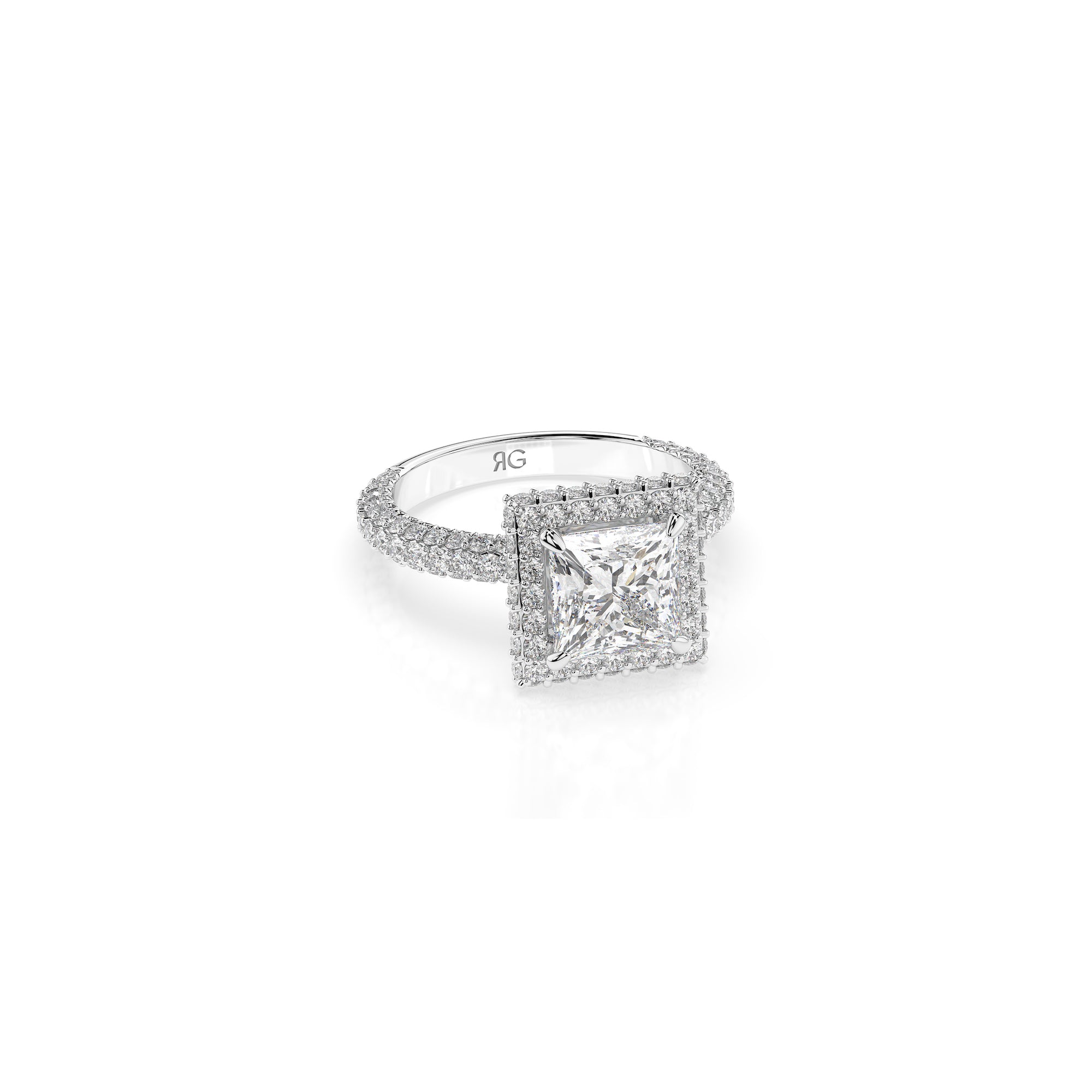14k Princess Cut Triple Pave Ring