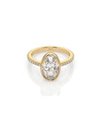 14k Oval Pave Bezel Ring