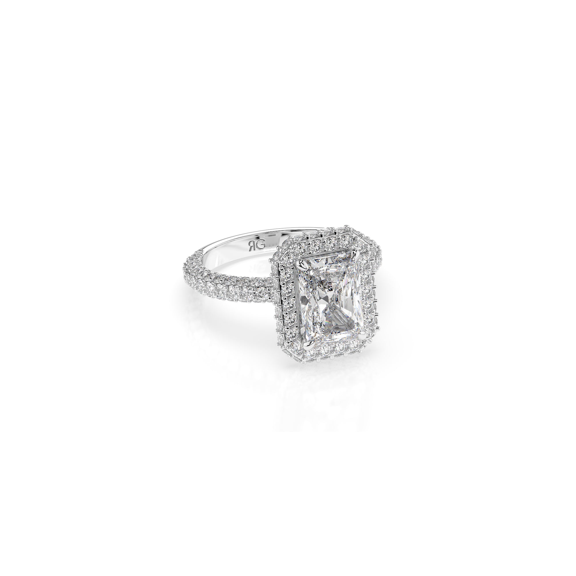 14k Radiant Cut Triple Pave Ring