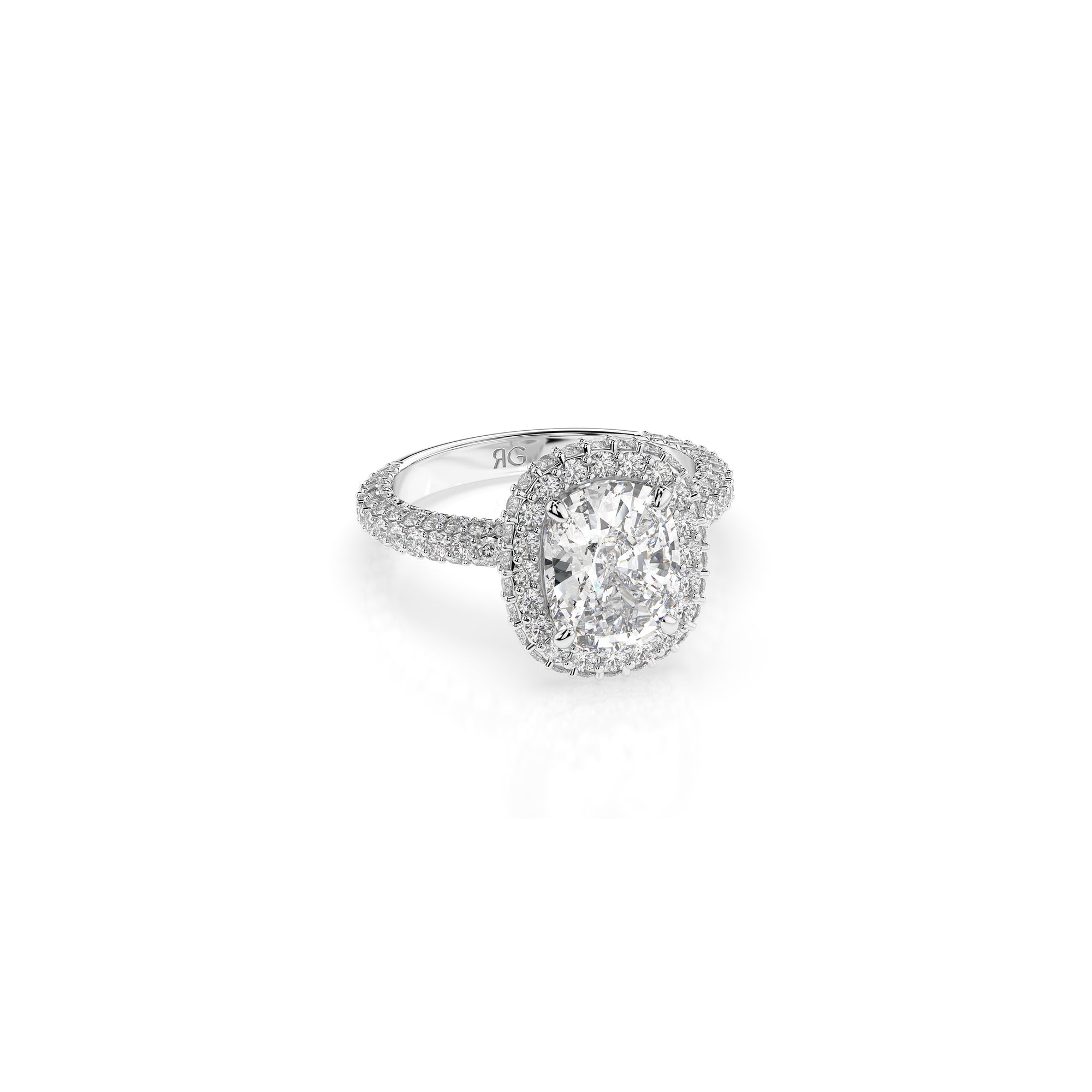 14k Cushion Cut Triple Pave Ring