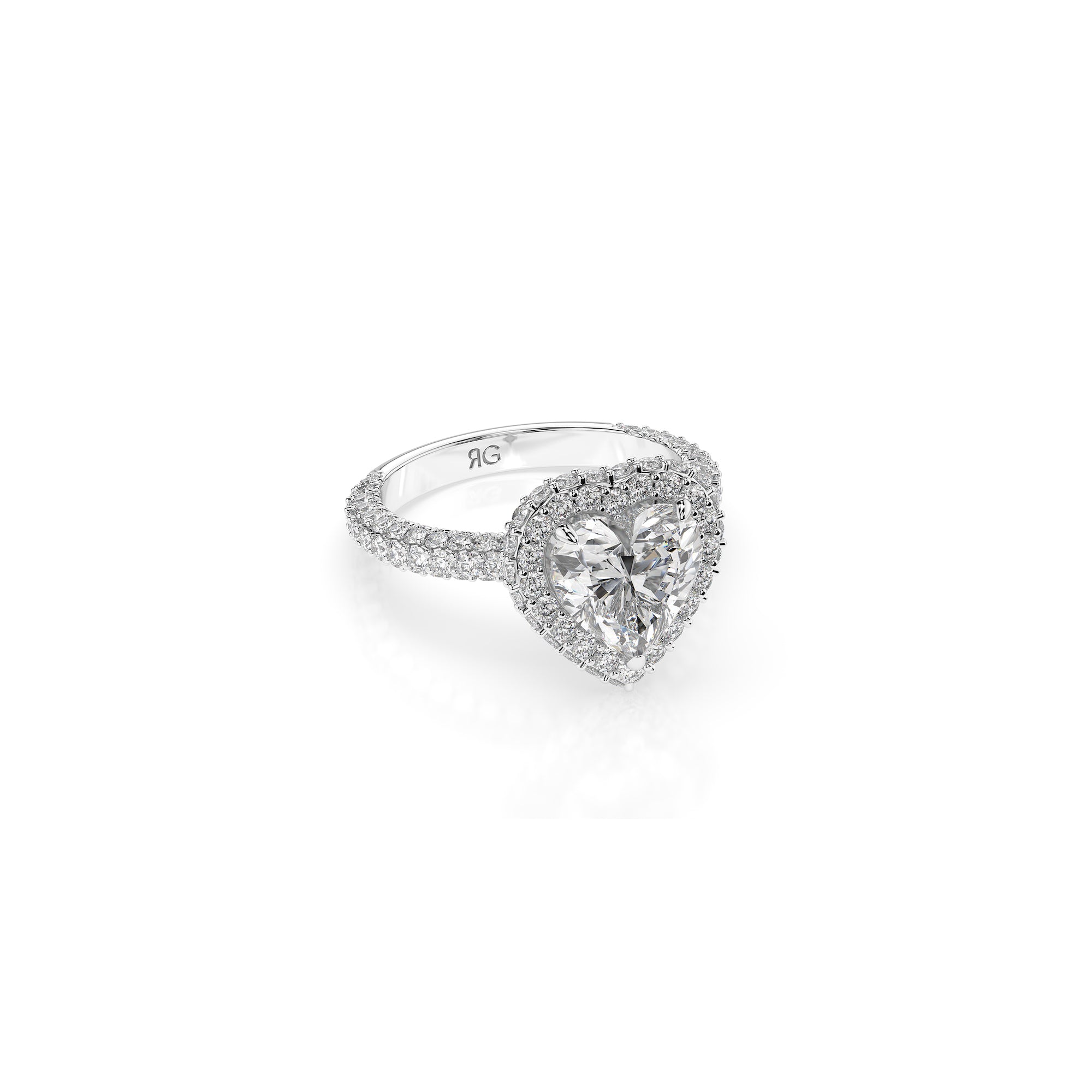 14k Heart Shape Triple Pave Ring
