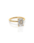 14k Emerald Cut Solitaire Ring | Hidden Halo