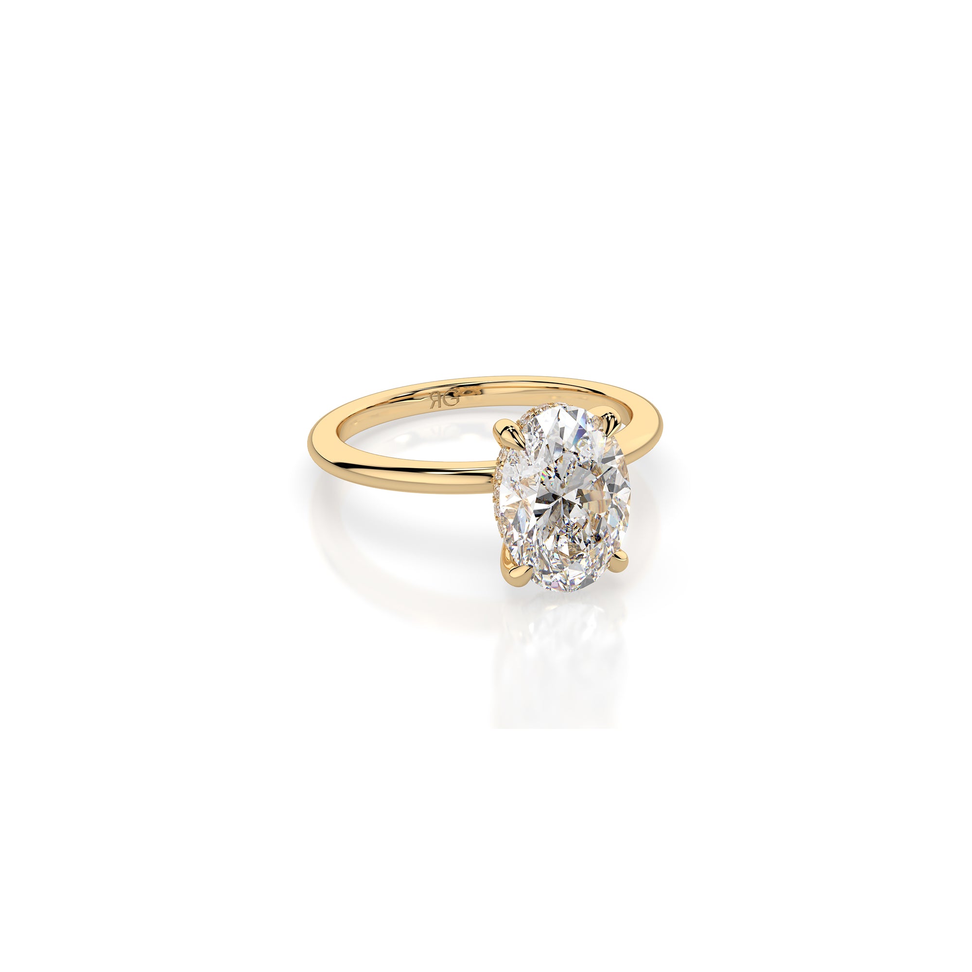 14k Oval Cut Solitaire Ring | Hidden Halo