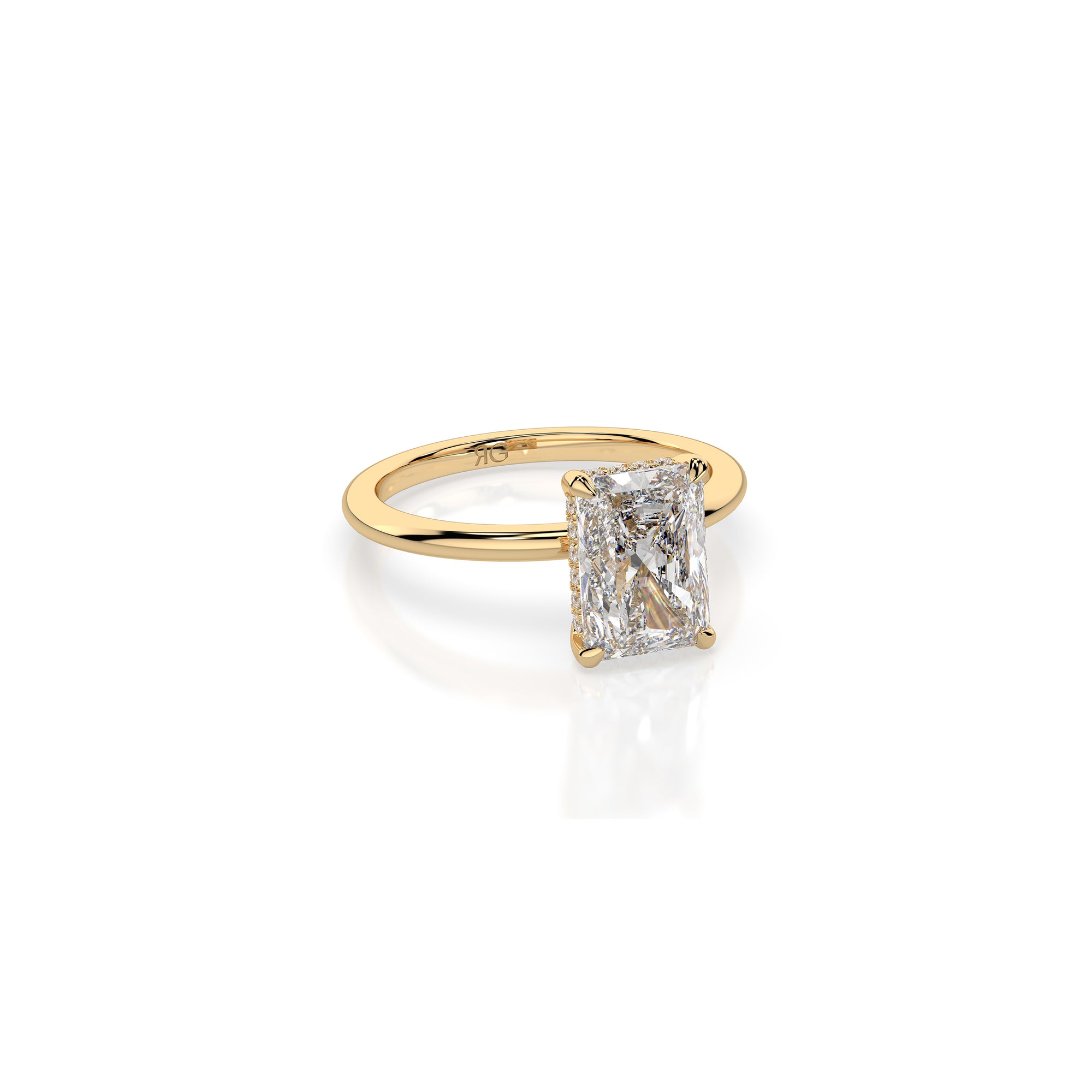 14k Radiant Solitaire Ring | Hidden Halo