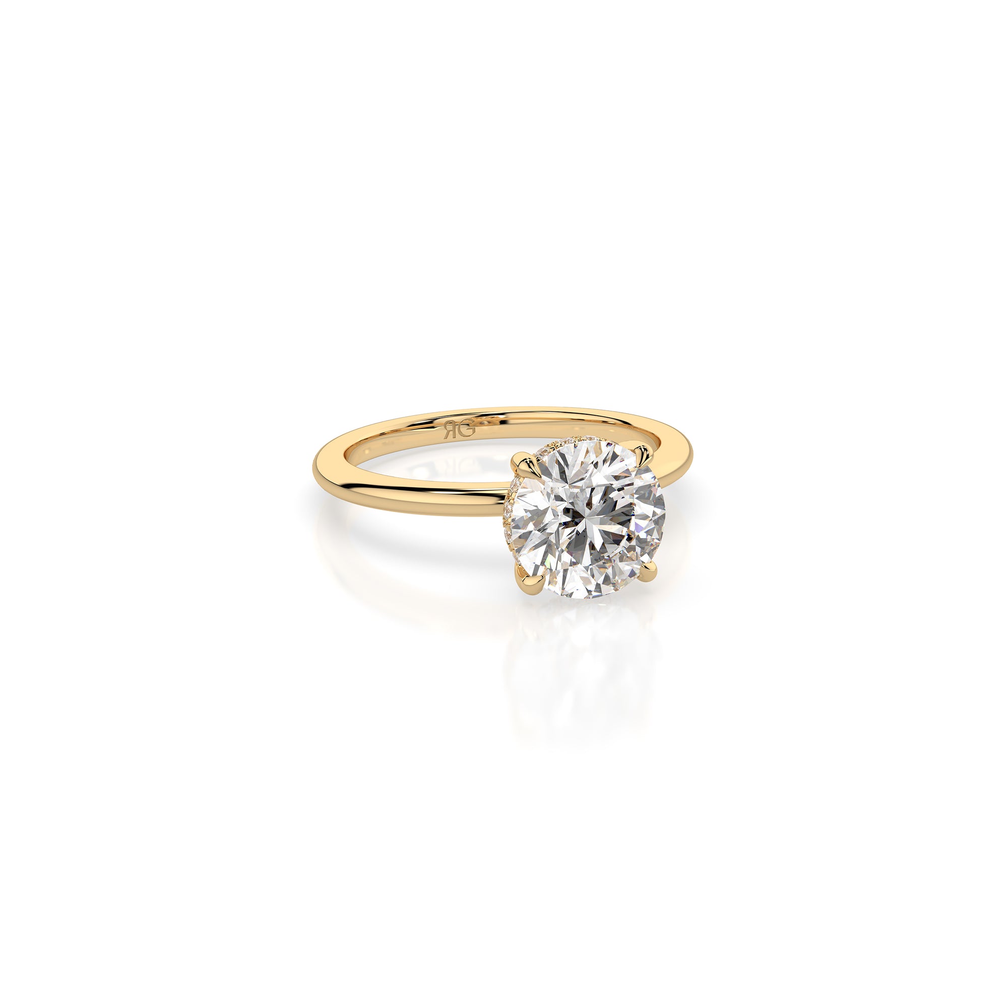 14k Round Solitaire Ring | Hidden Halo
