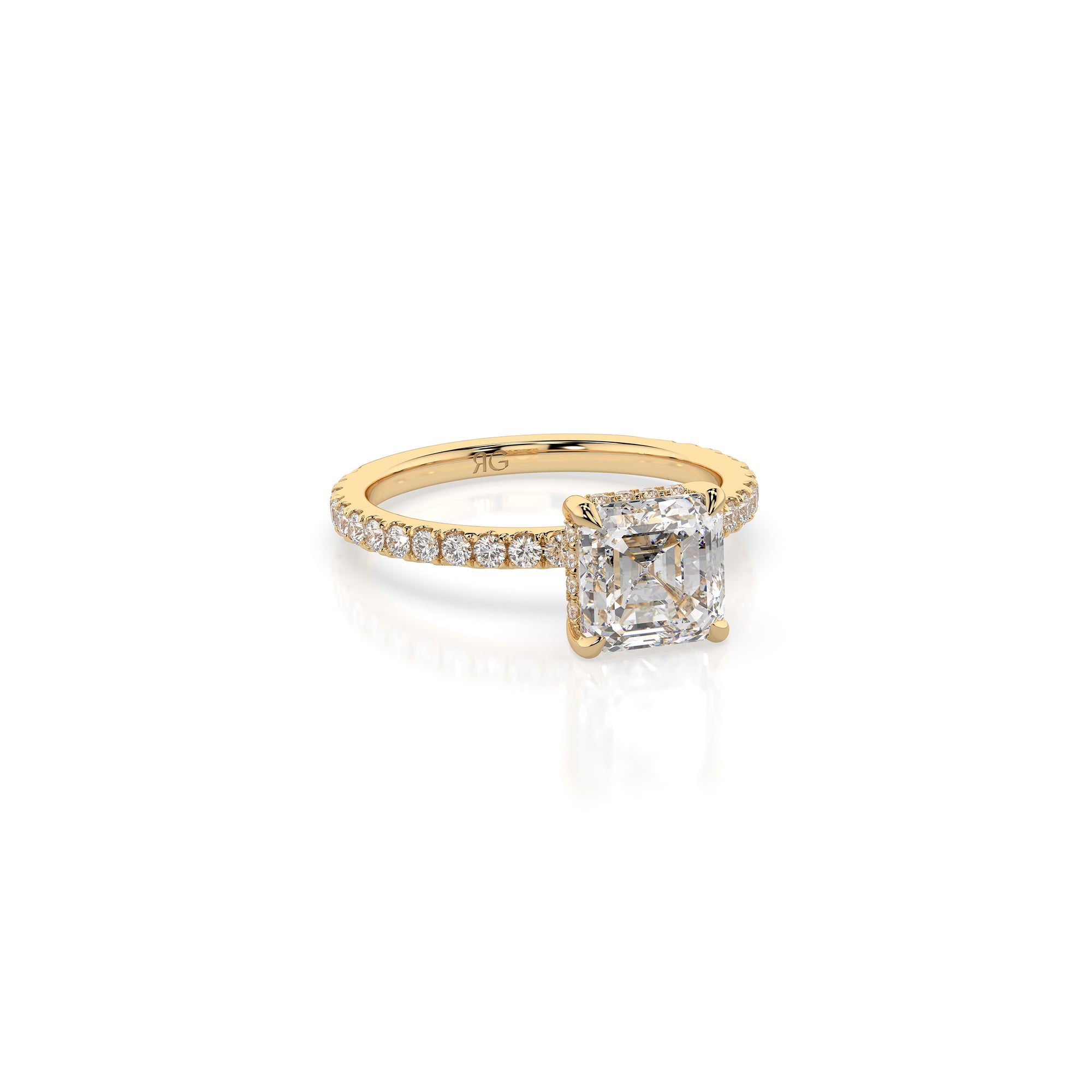 14k Ascher Solitaire Pave Band | Hidden Halo