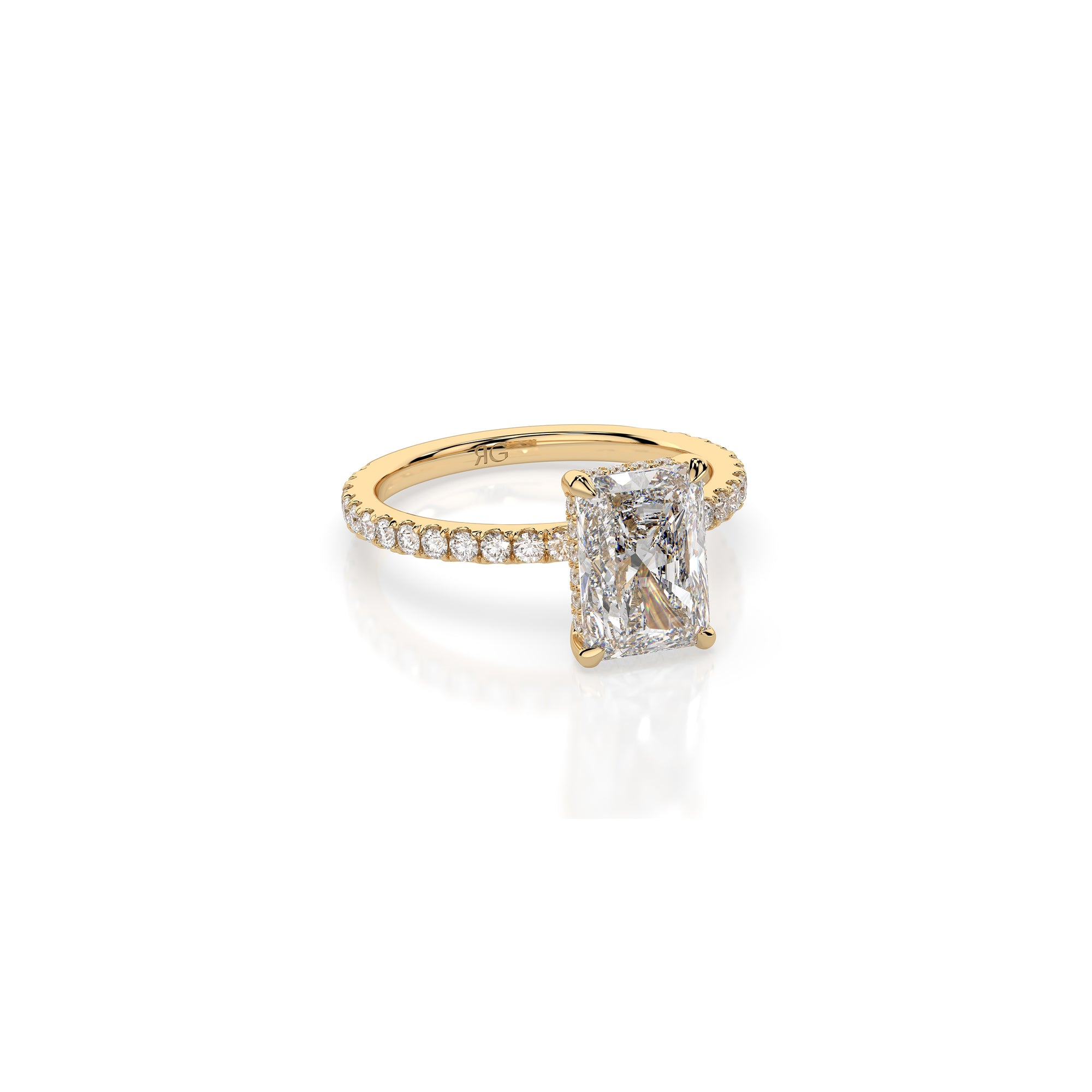 14k Radiant Solitaire Pave Band | Hidden Halo