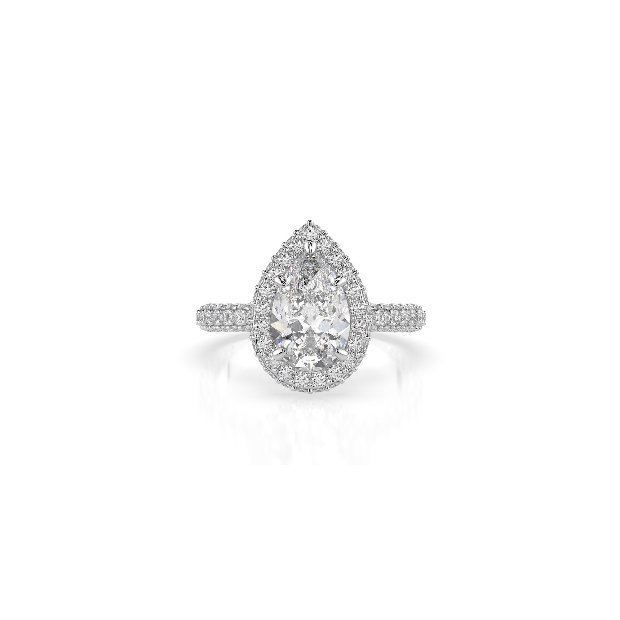 14k Pear Shape Triple Pave Ring